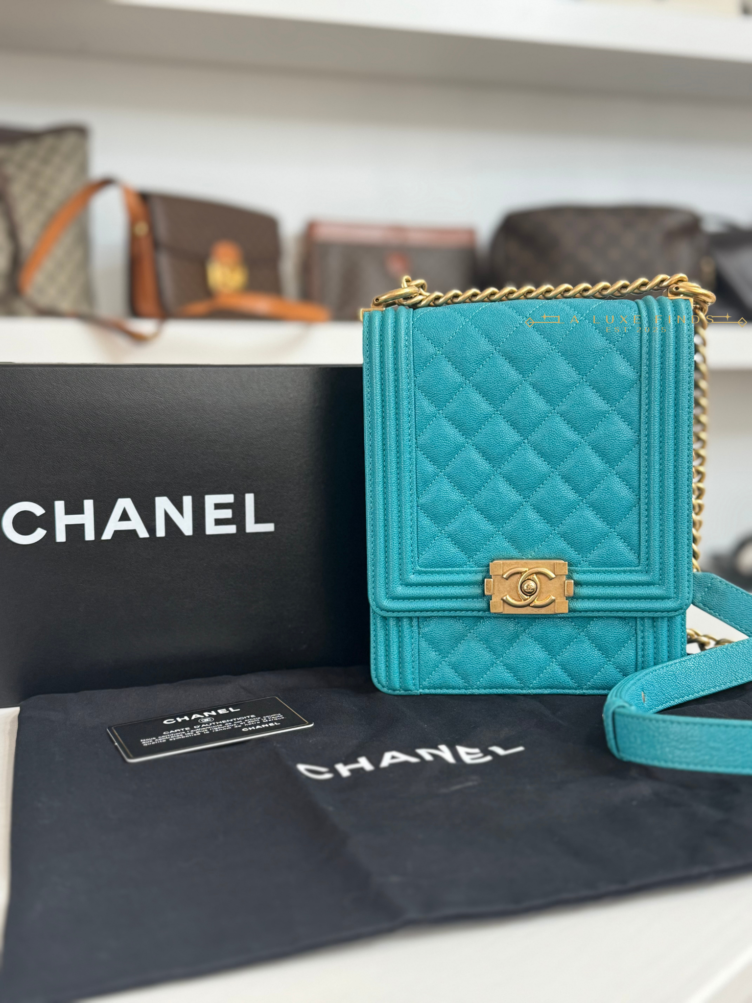 CHANEL 2019 Caviar Quilted North South Boy Flap Bag