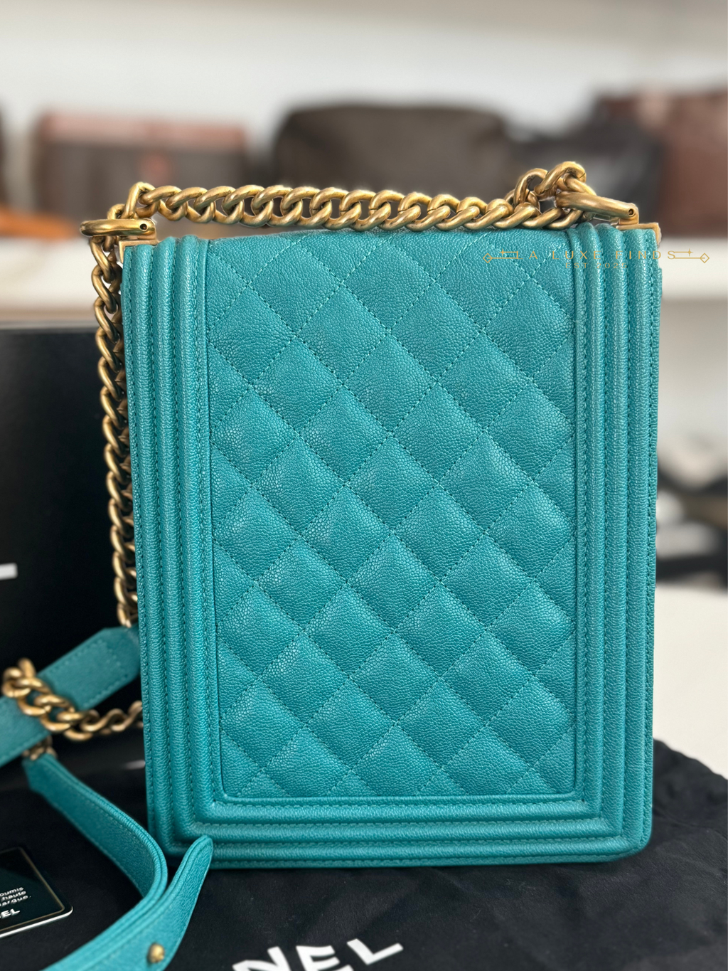 CHANEL 2019 Caviar Quilted North South Boy Flap Bag