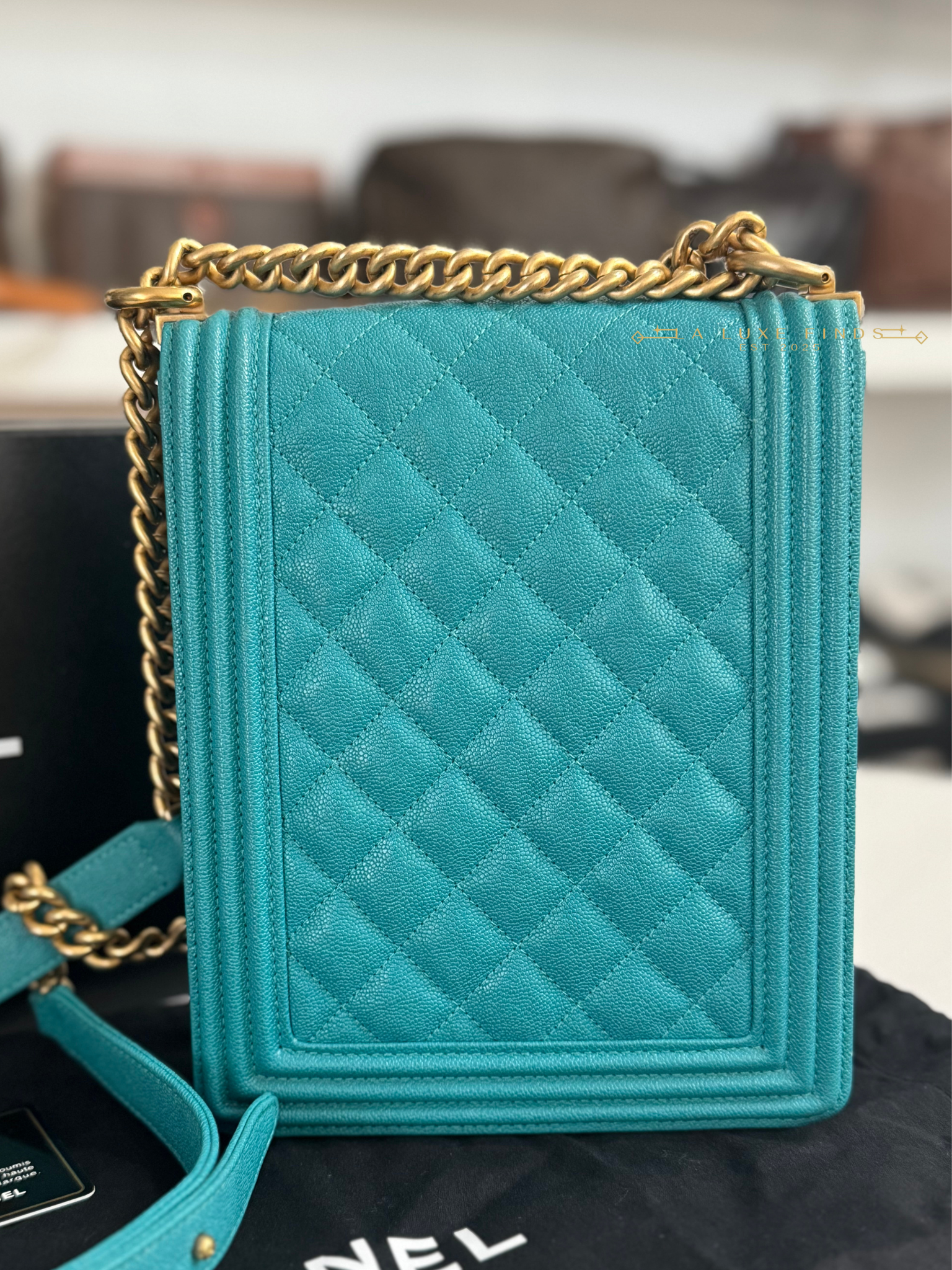 CHANEL 2019 Caviar Quilted North South Boy Flap Bag
