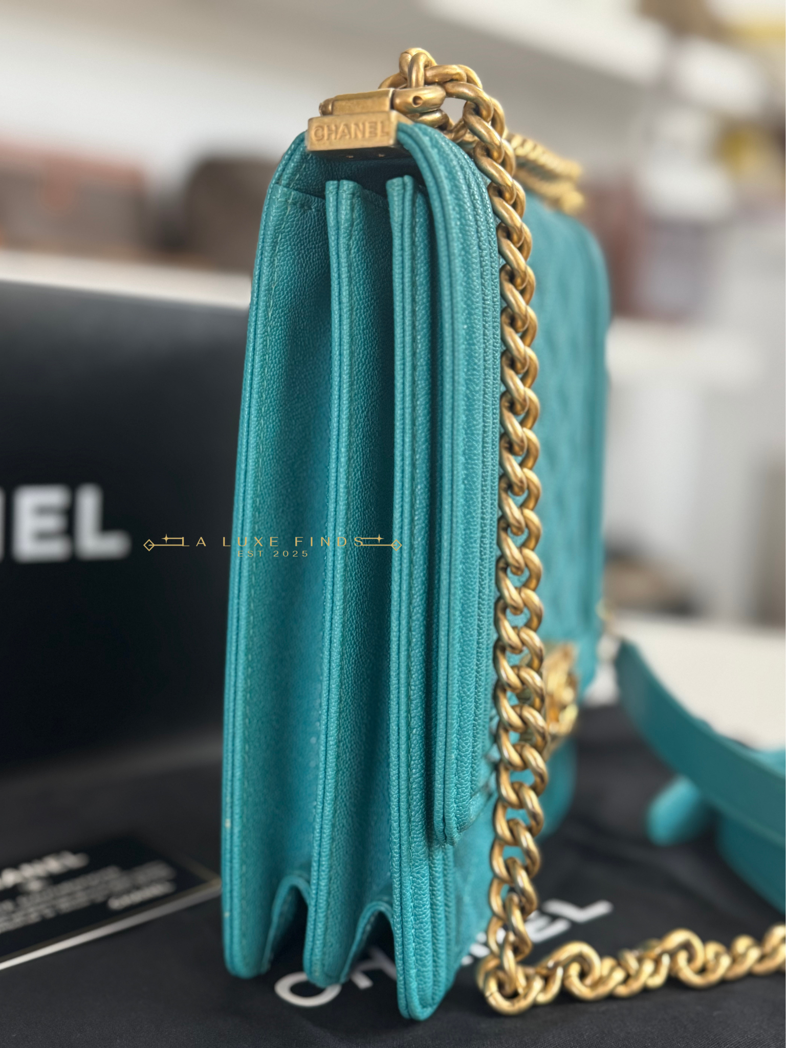 CHANEL 2019 Caviar Quilted North South Boy Flap Bag