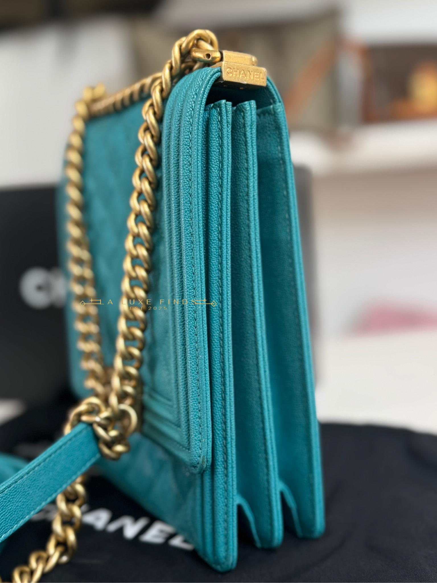 CHANEL 2019 Caviar Quilted North South Boy Flap Bag