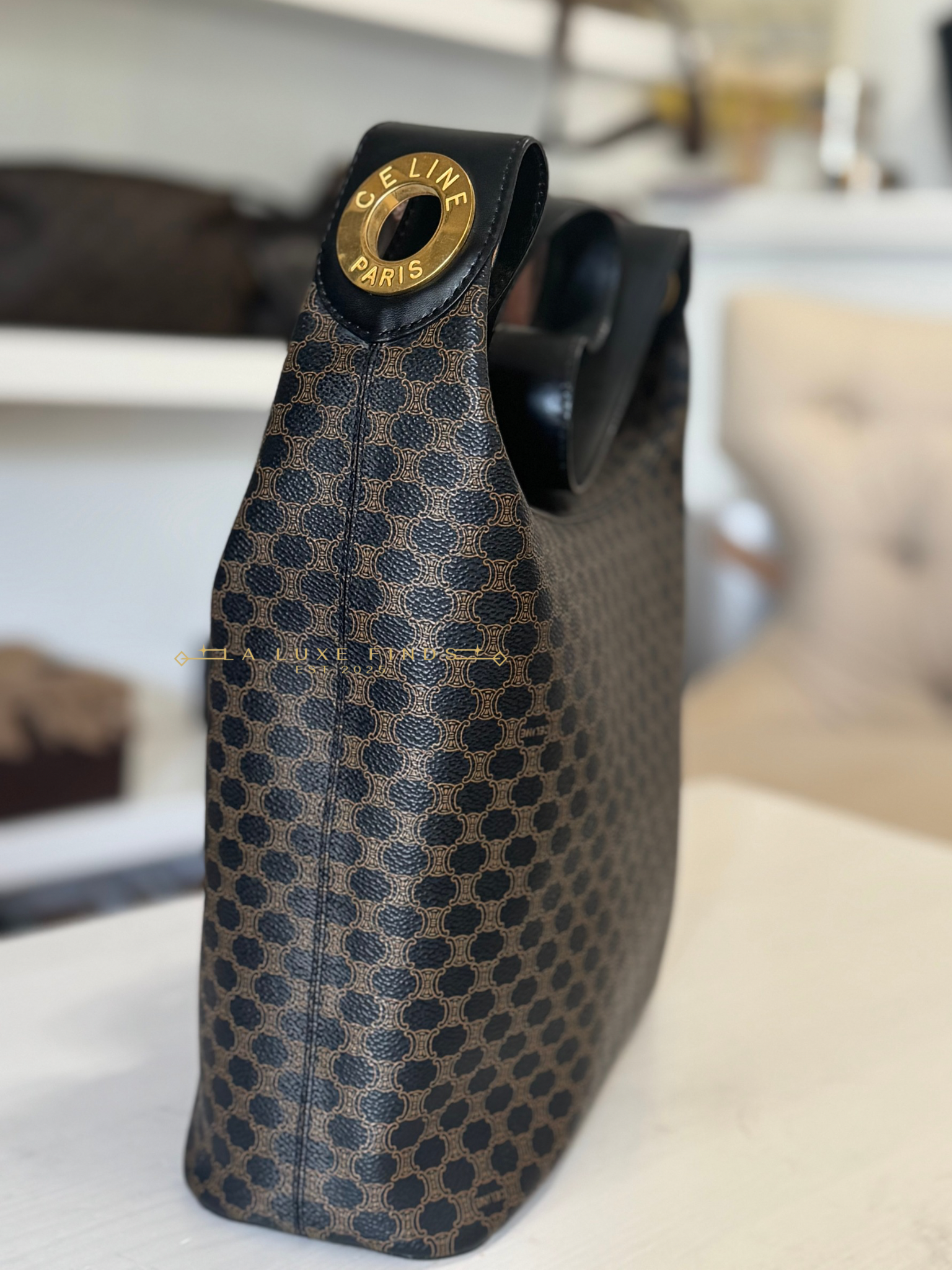 CELINE Macadam Round Logo Hobo Bag