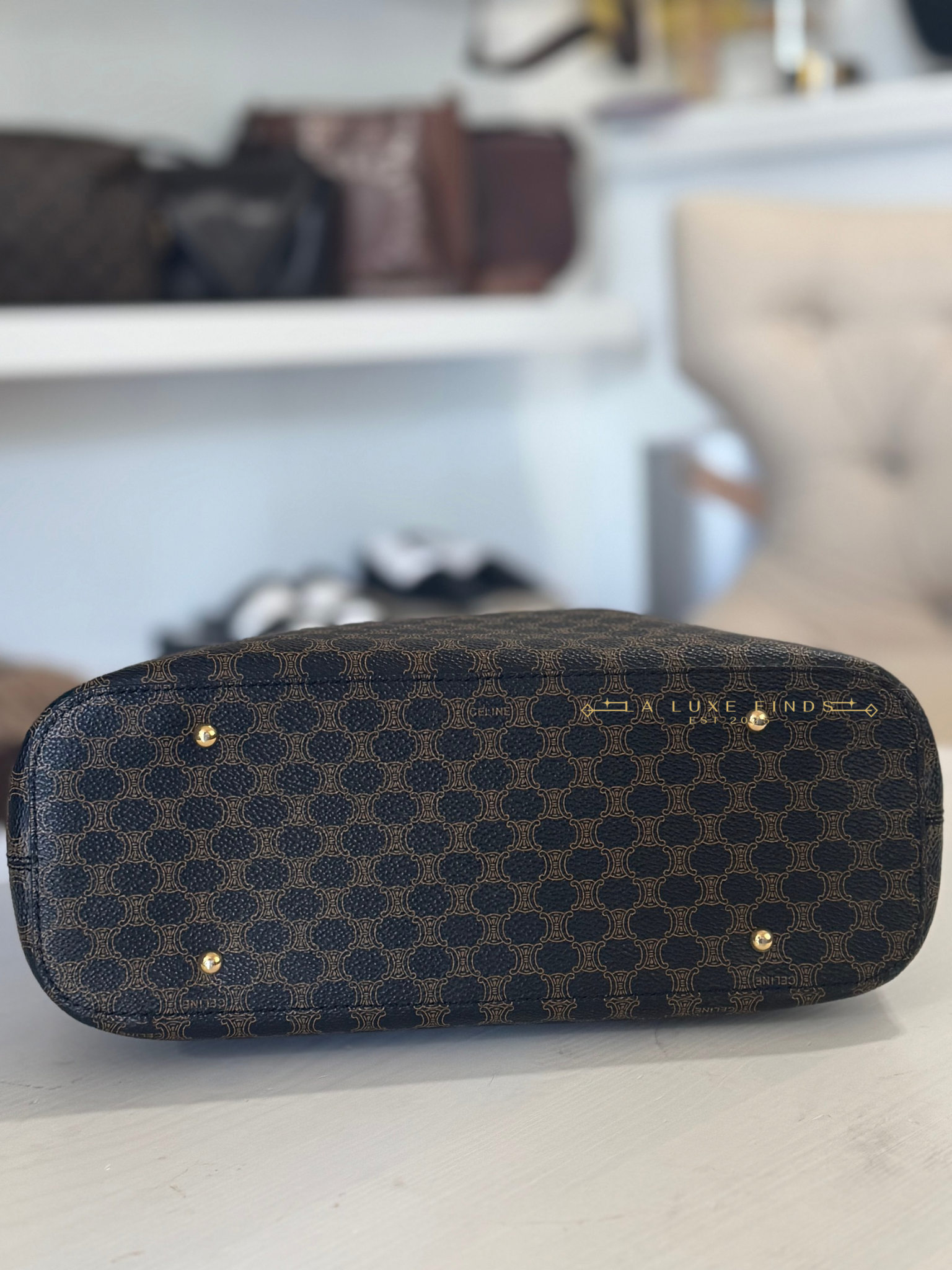 CELINE Macadam Round Logo Hobo Bag
