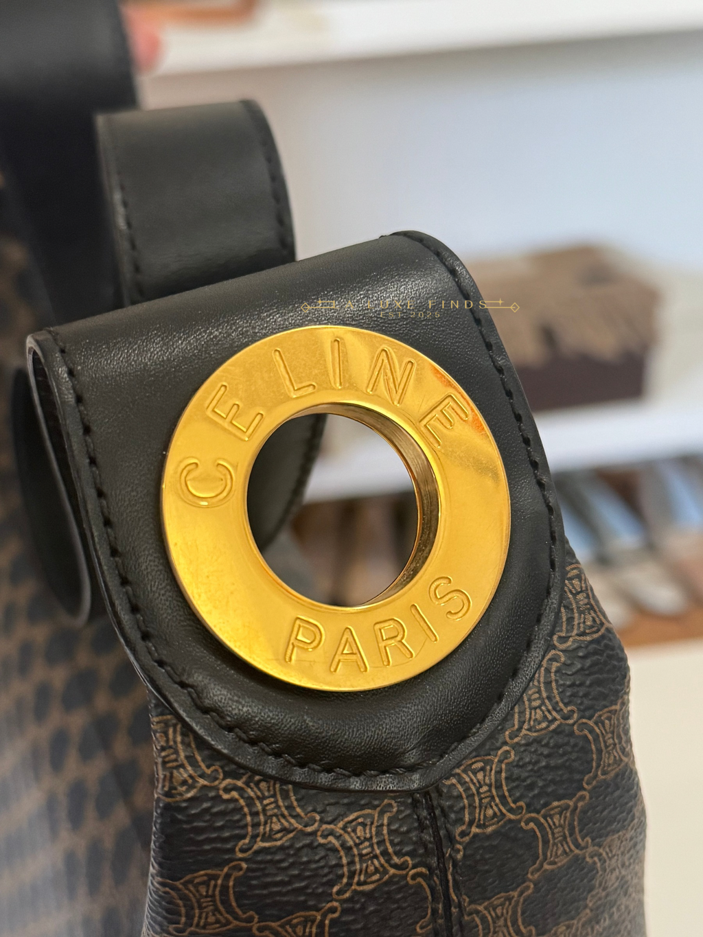 CELINE Macadam Round Logo Hobo Bag