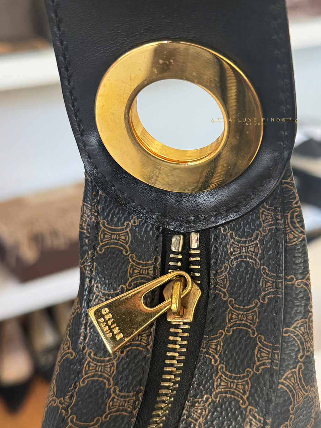 CELINE Macadam Round Logo Hobo Bag