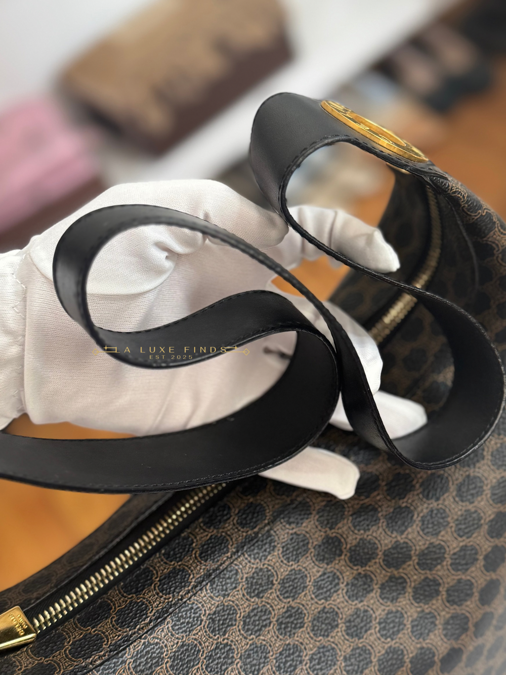 CELINE Macadam Round Logo Hobo Bag