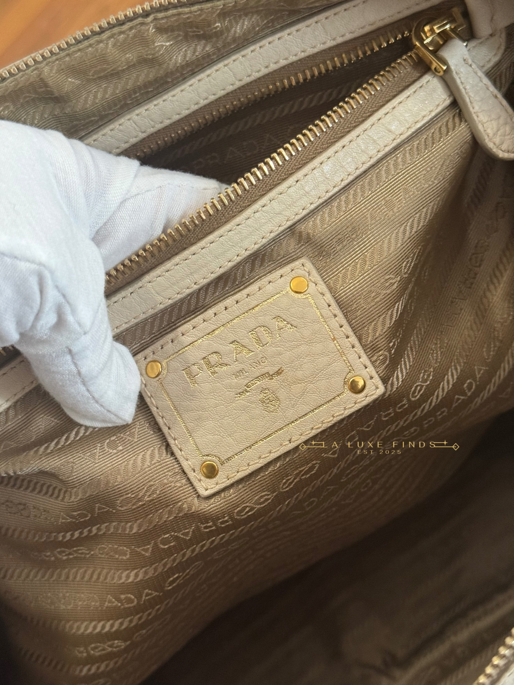 PRADA Jacquard Logo Tote Corda Talco