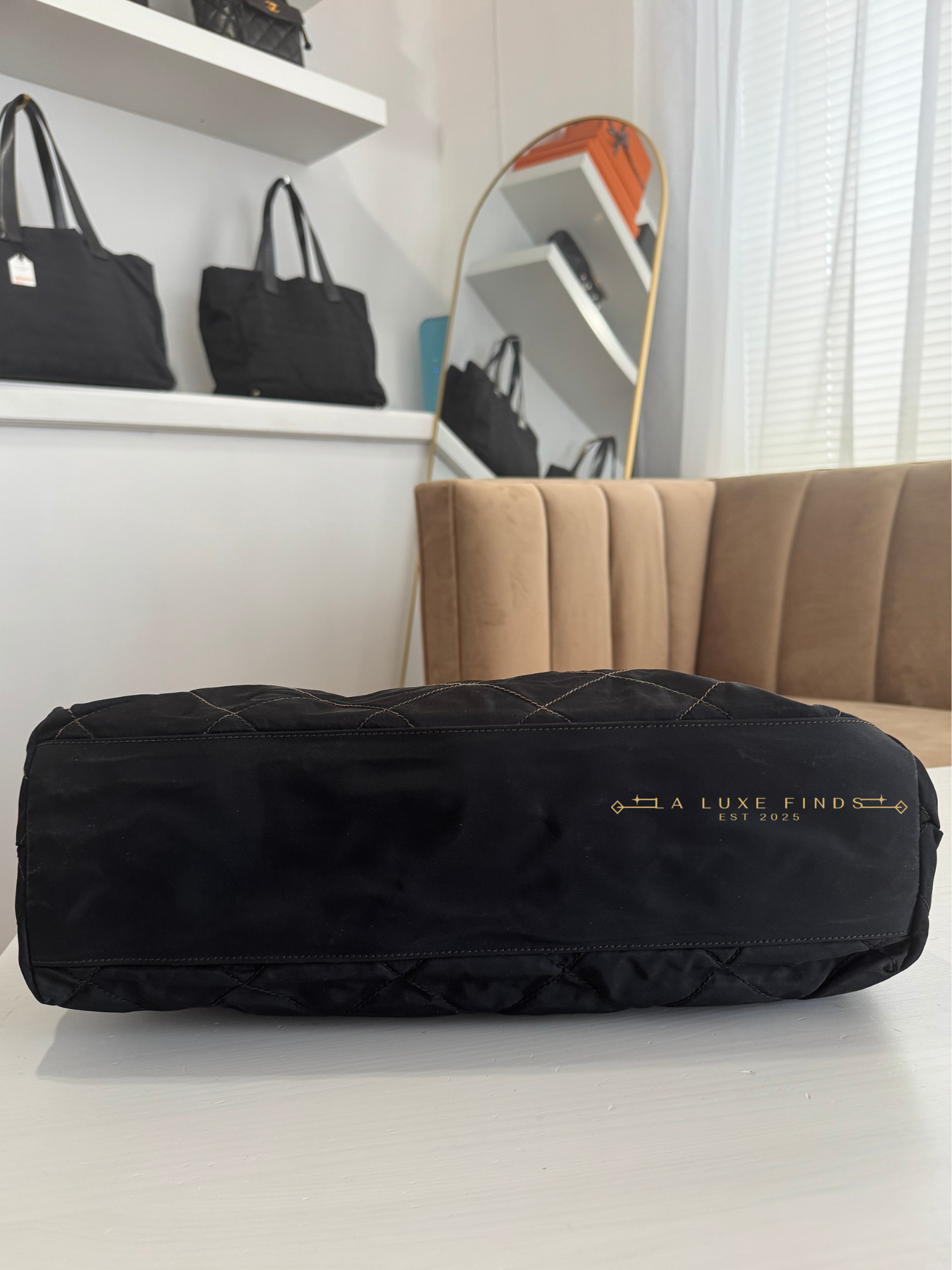 PRADA Tessuto Impuntu Chain Tote