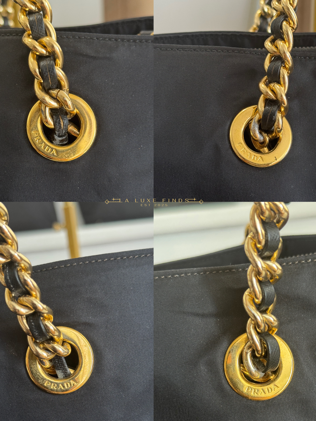 PRADA Tessuto Impuntu Chain Tote