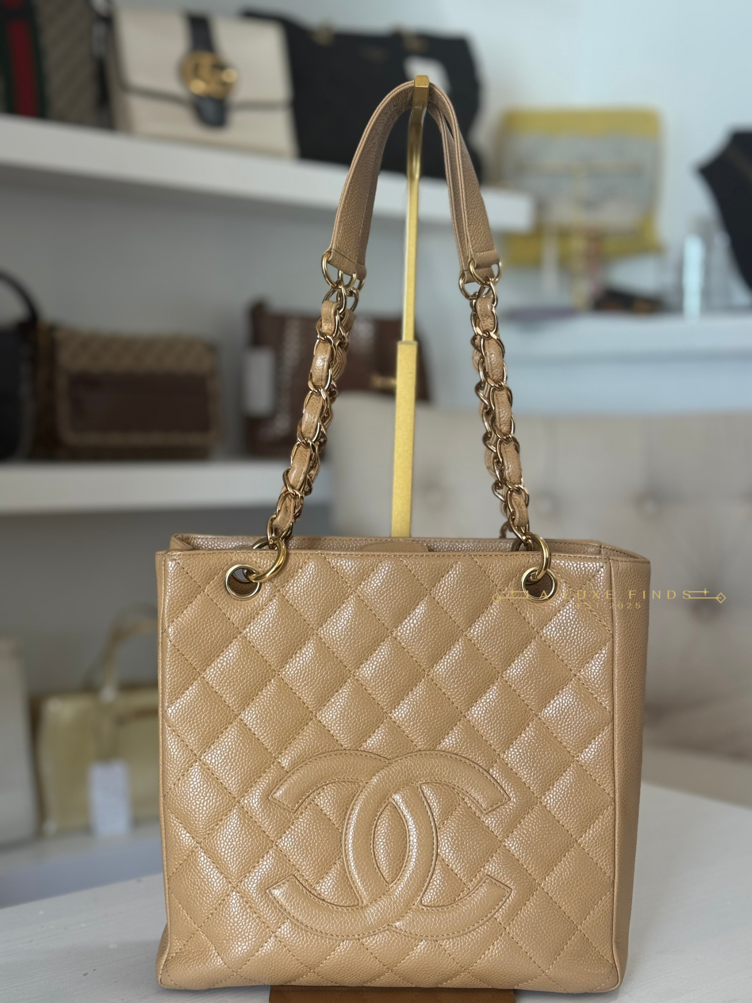 CHANEL 2005 Caviar Quilted Petite Shopping Tote