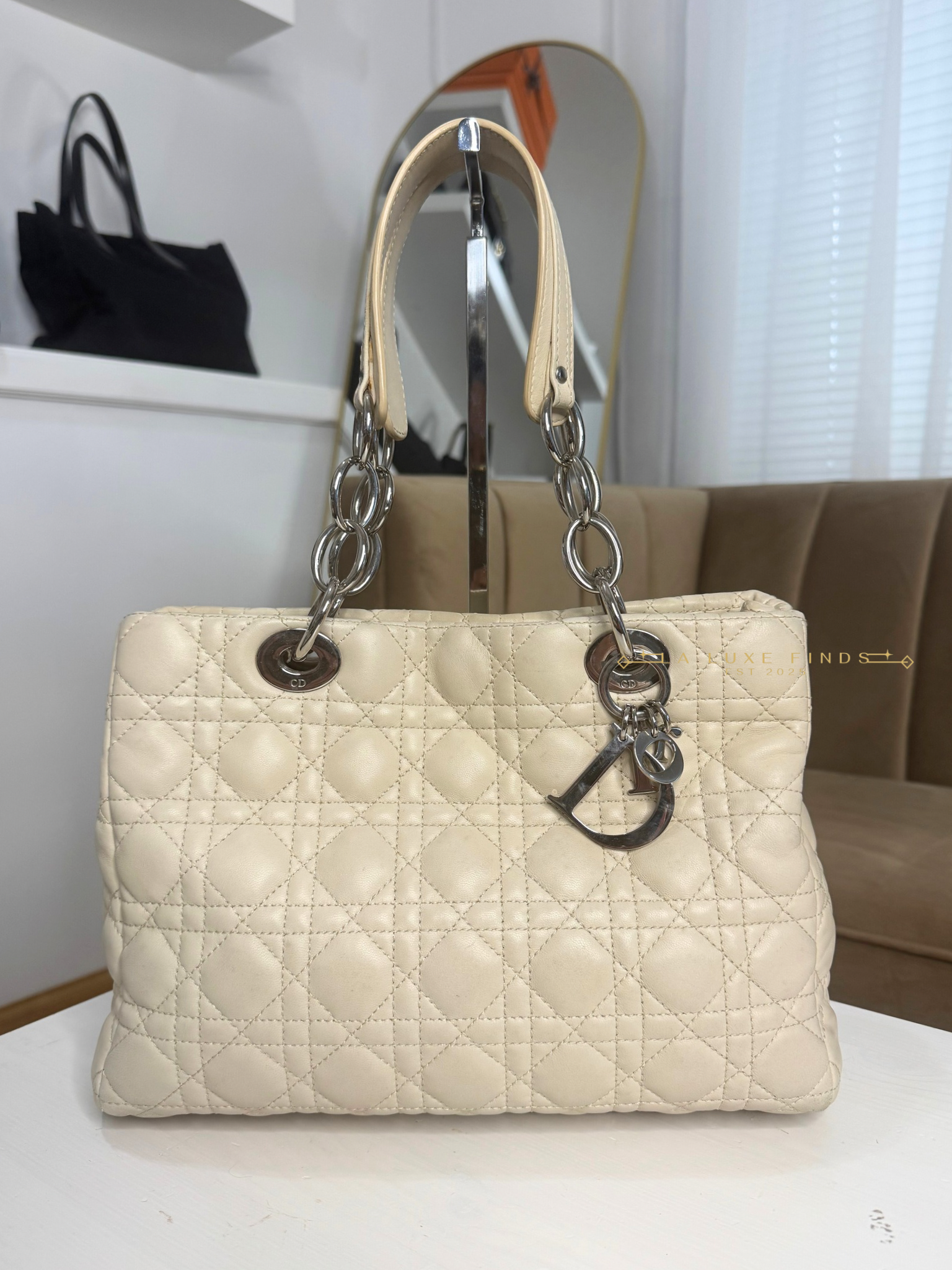 DIOR Soft Chain Tote Cannage Quilt Lambskin