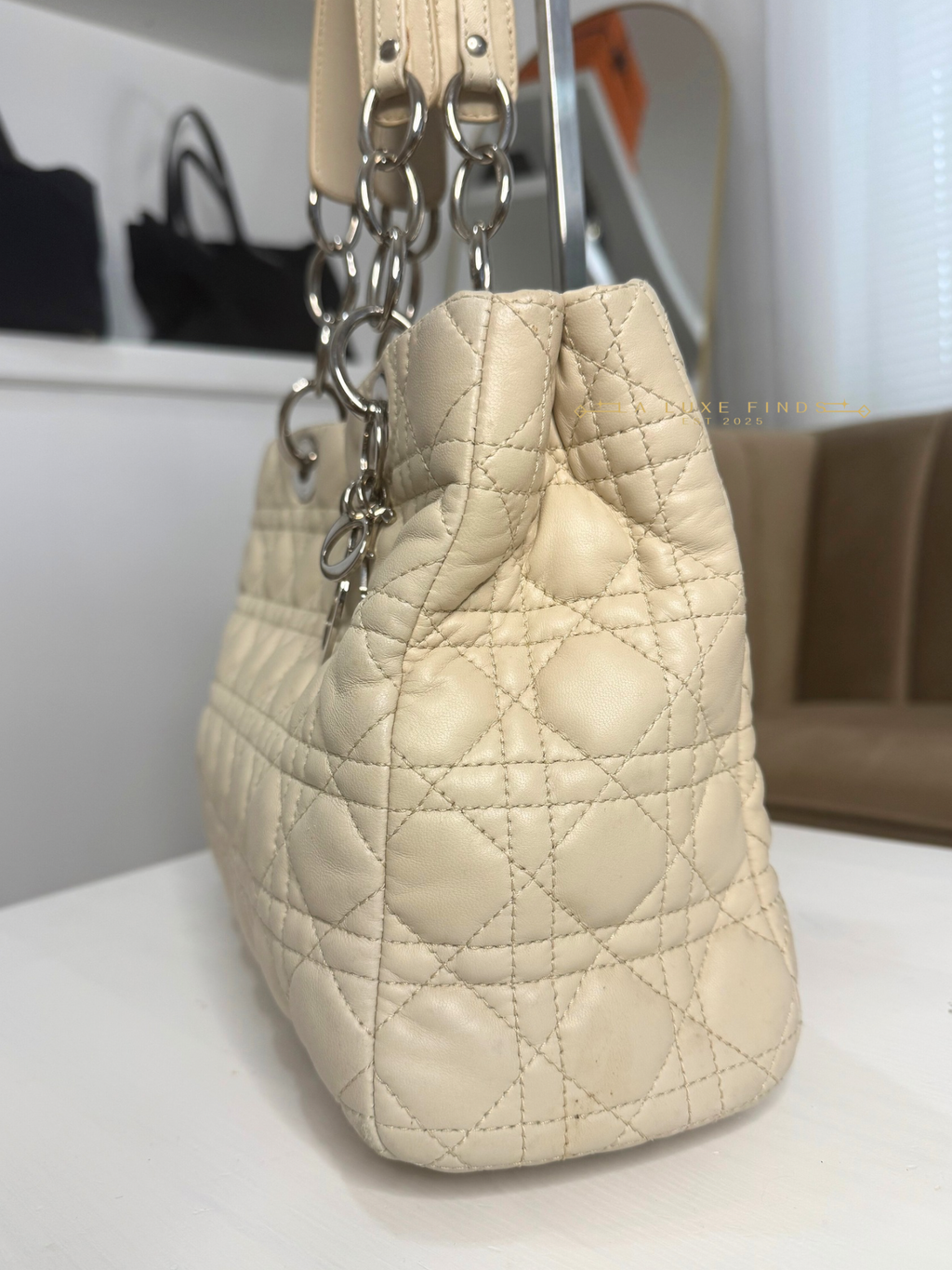 DIOR Soft Chain Tote Cannage Quilt Lambskin