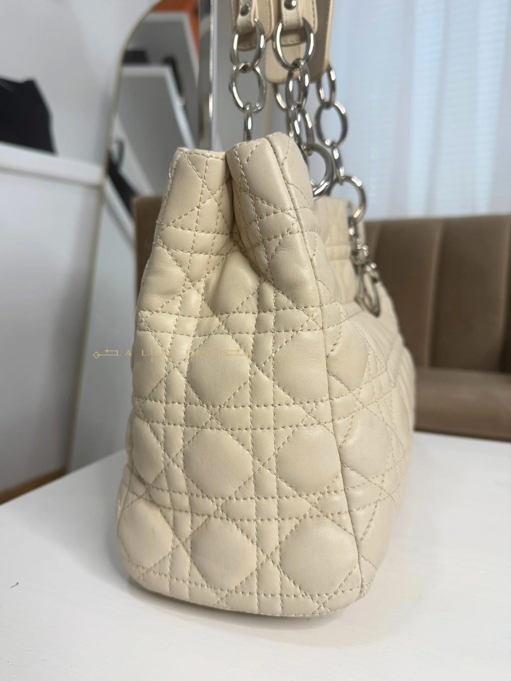 DIOR Soft Chain Tote Cannage Quilt Lambskin