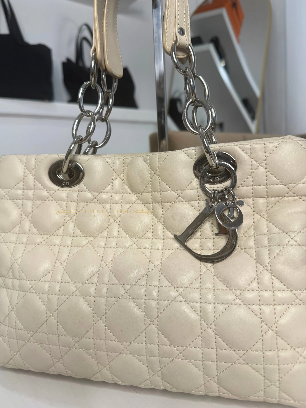 DIOR Soft Chain Tote Cannage Quilt Lambskin