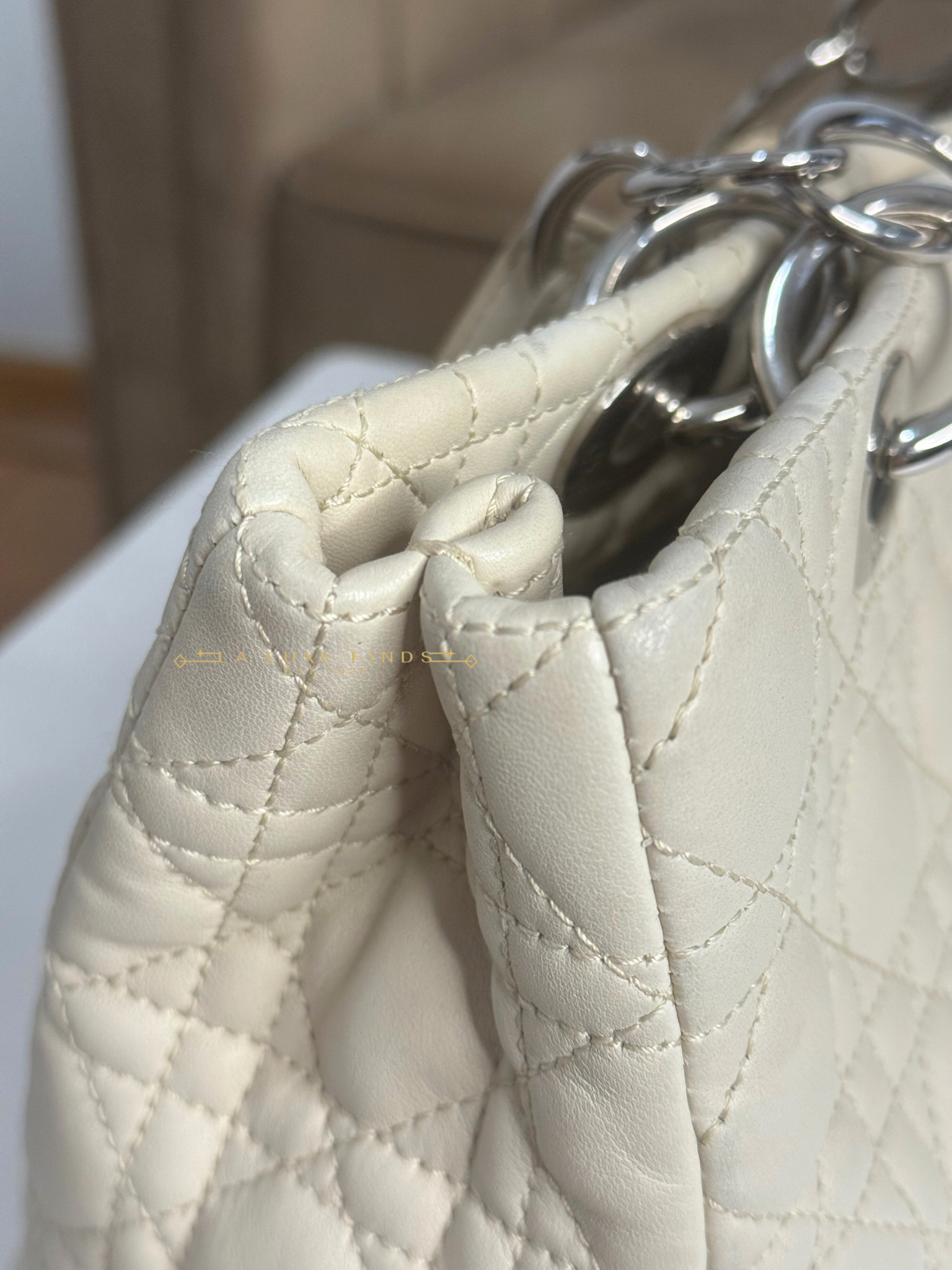 DIOR Soft Chain Tote Cannage Quilt Lambskin