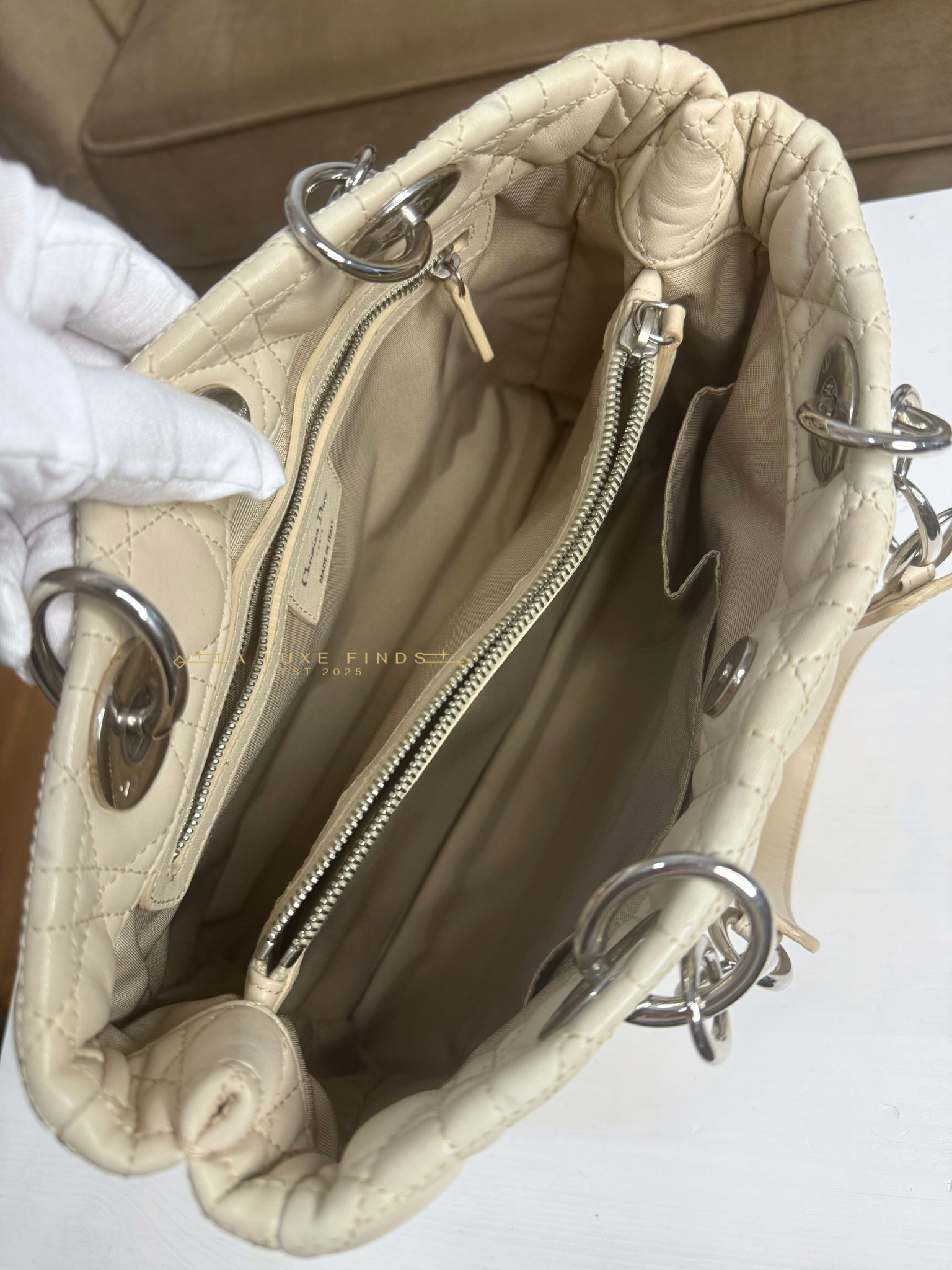 DIOR Soft Chain Tote Cannage Quilt Lambskin