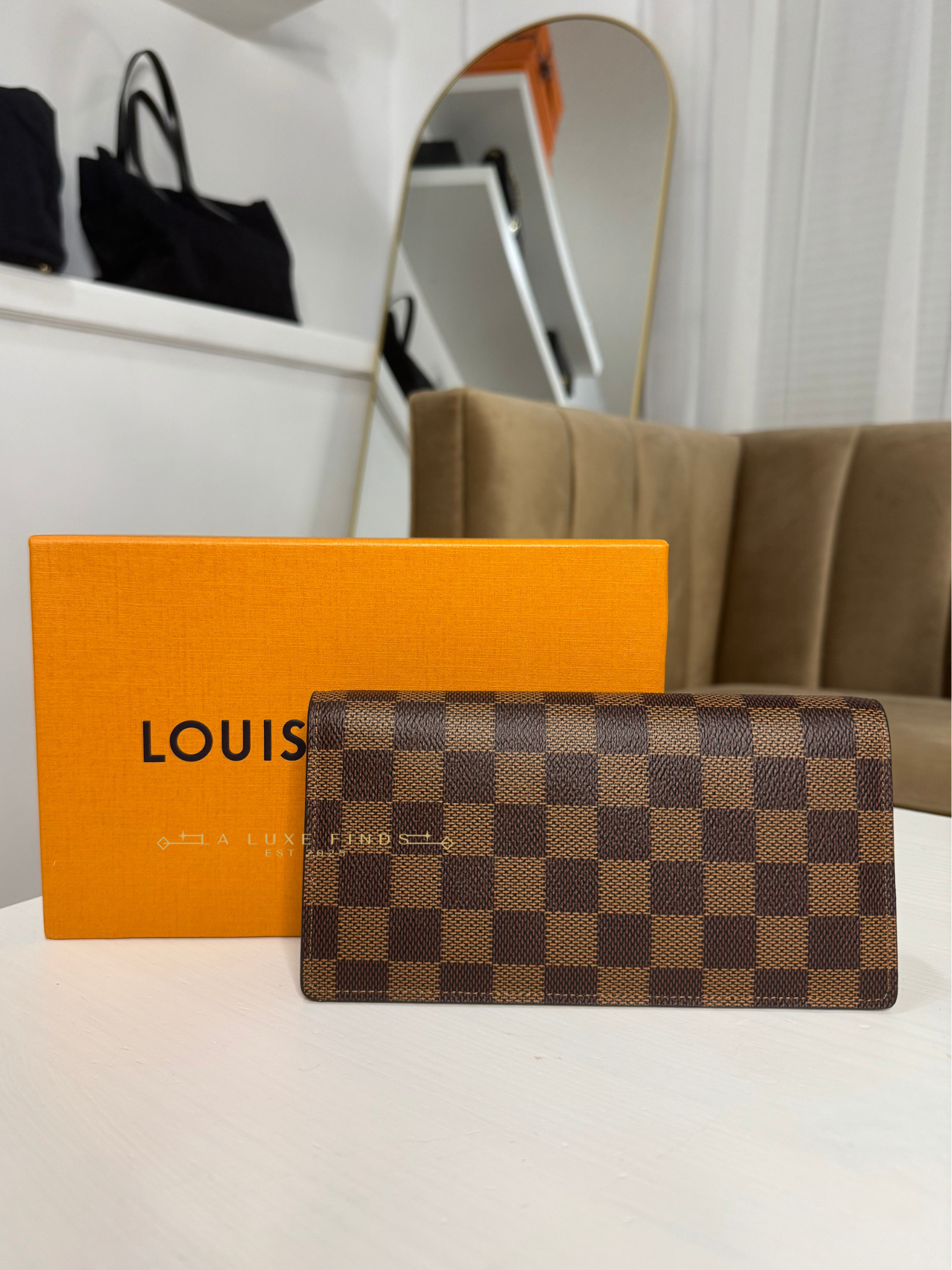 LOUIS VUITTON 2019 Damier Ebene Brazza Long Wallet