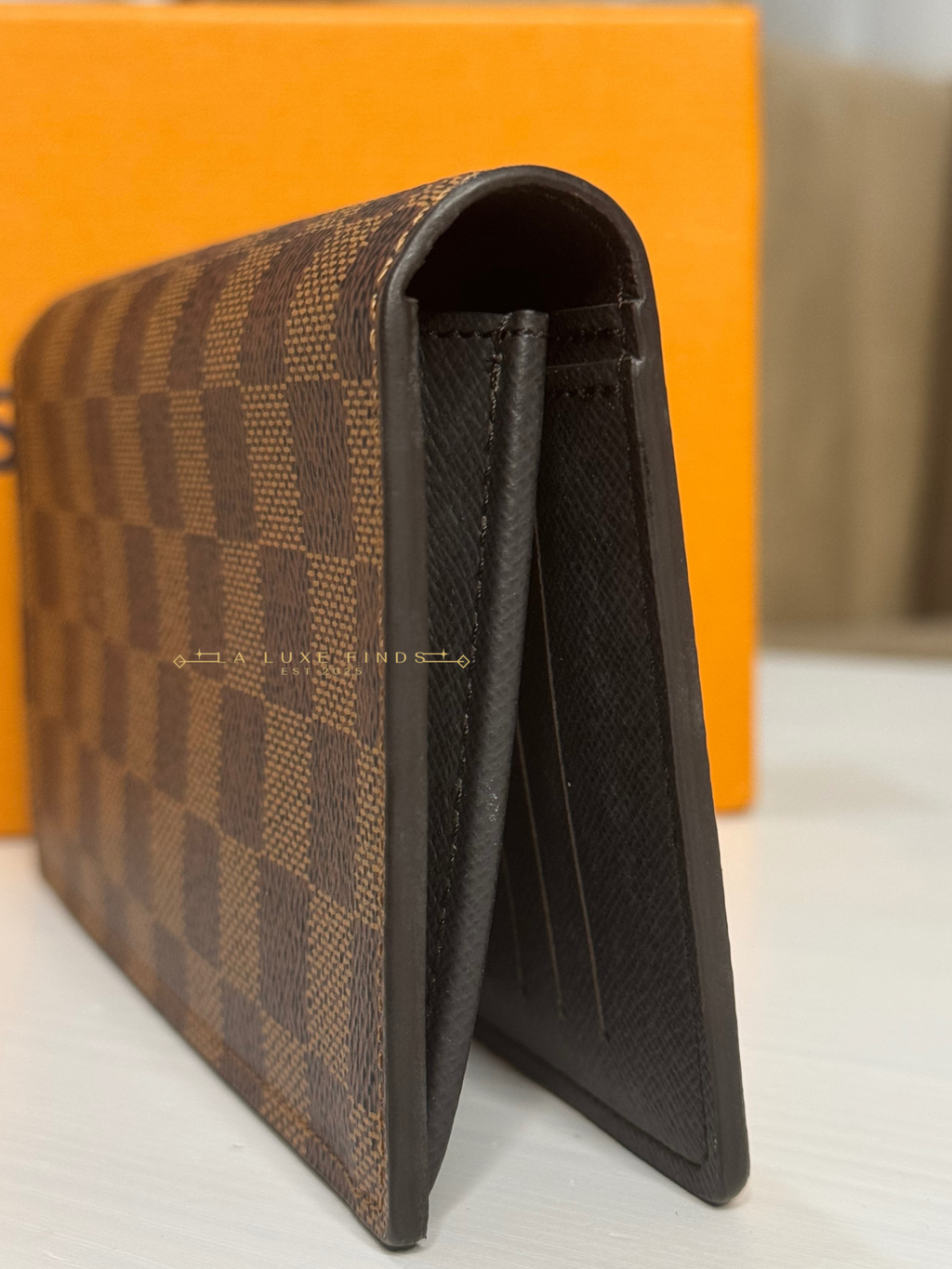 LOUIS VUITTON 2019 Damier Ebene Brazza Long Wallet