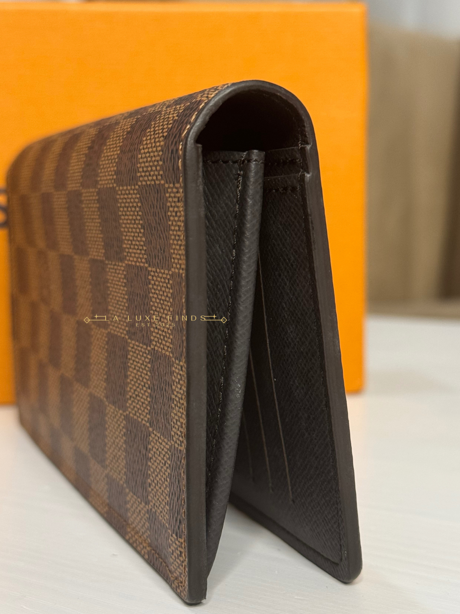 LOUIS VUITTON 2019 Damier Ebene Brazza Long Wallet