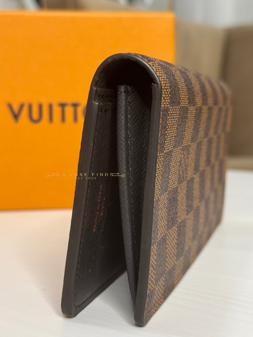 LOUIS VUITTON 2019 Damier Ebene Brazza Long Wallet