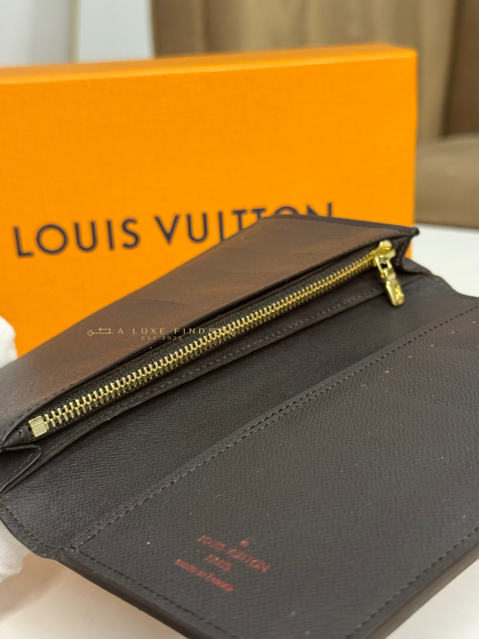 LOUIS VUITTON 2019 Damier Ebene Brazza Long Wallet