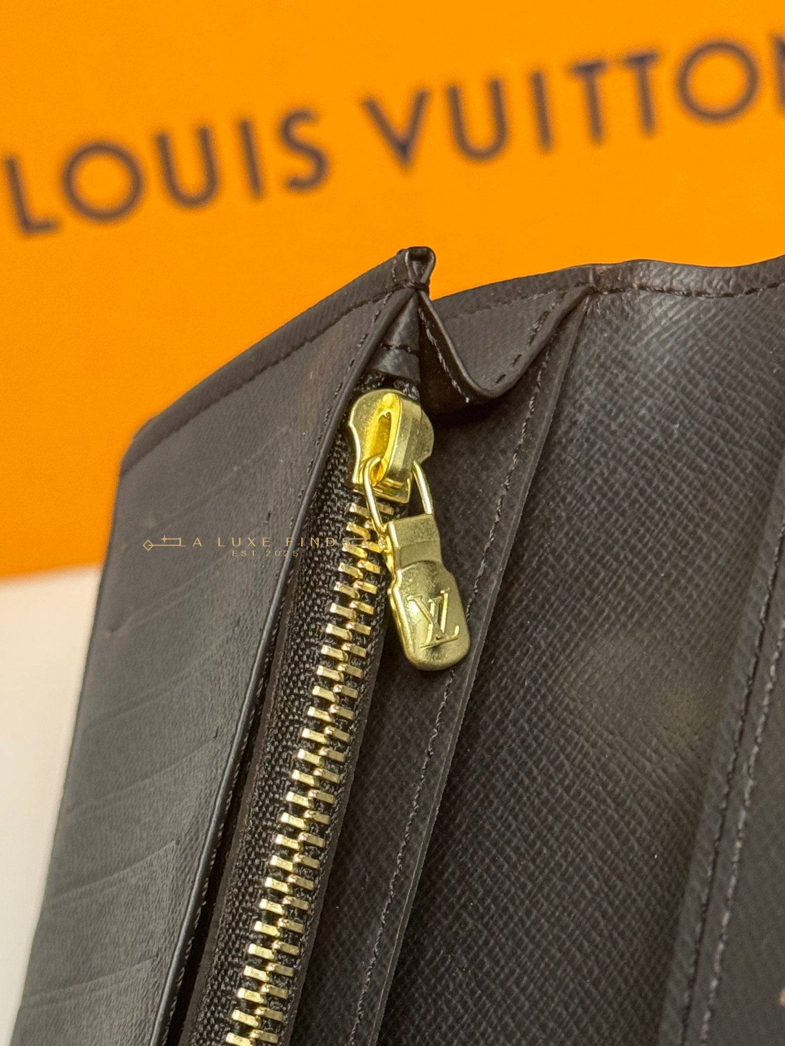 LOUIS VUITTON 2019 Damier Ebene Brazza Long Wallet