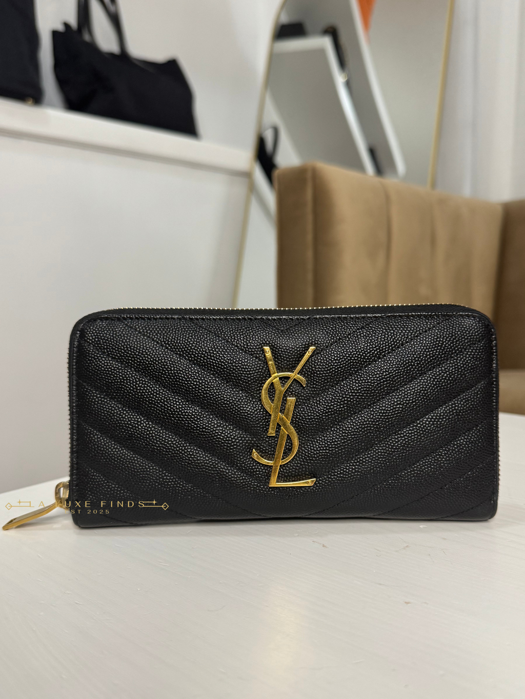 YSL Cassandre Matelasse Zip Around Long Wallet