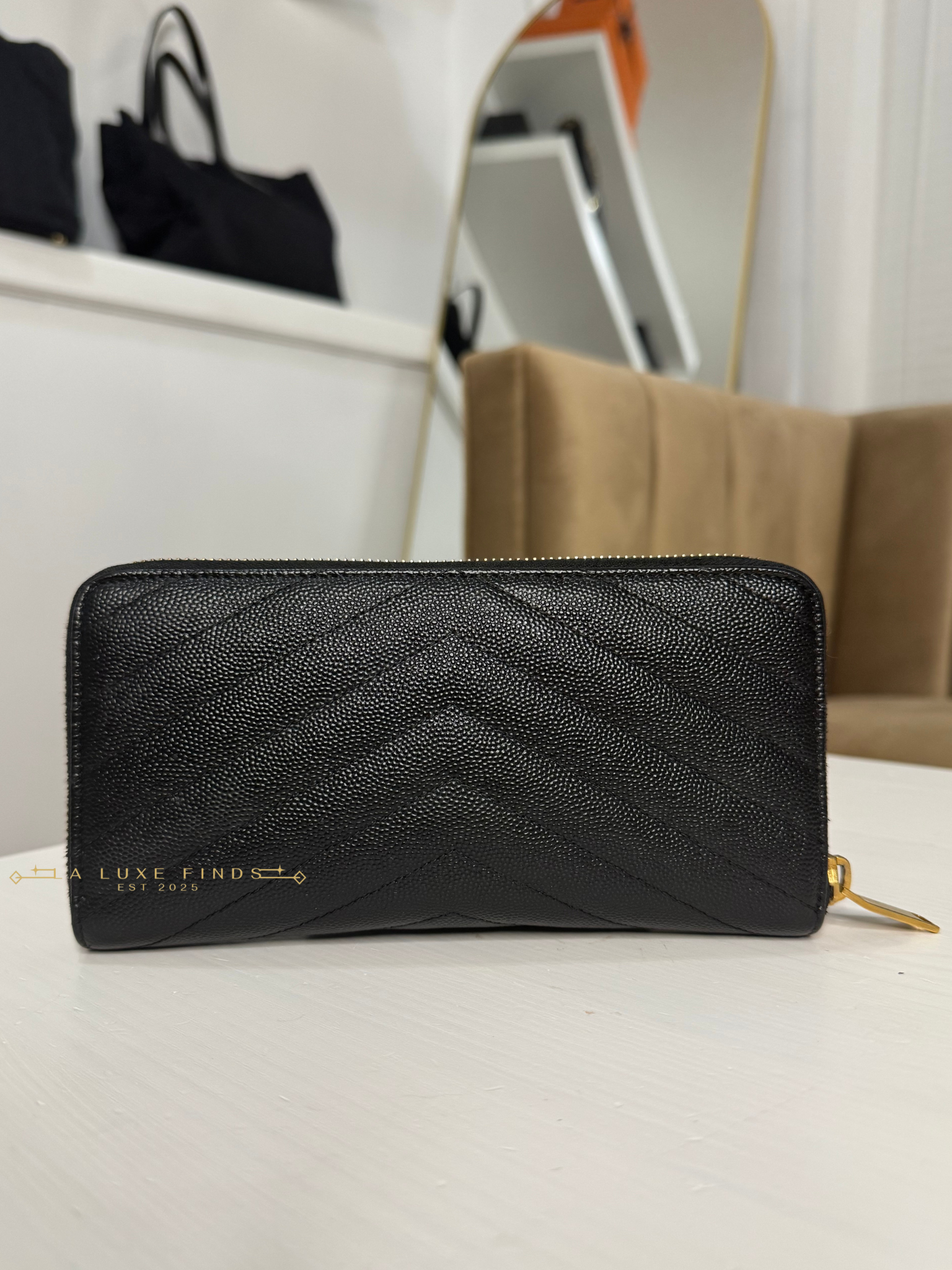 YSL Cassandre Matelasse Zip Around Long Wallet