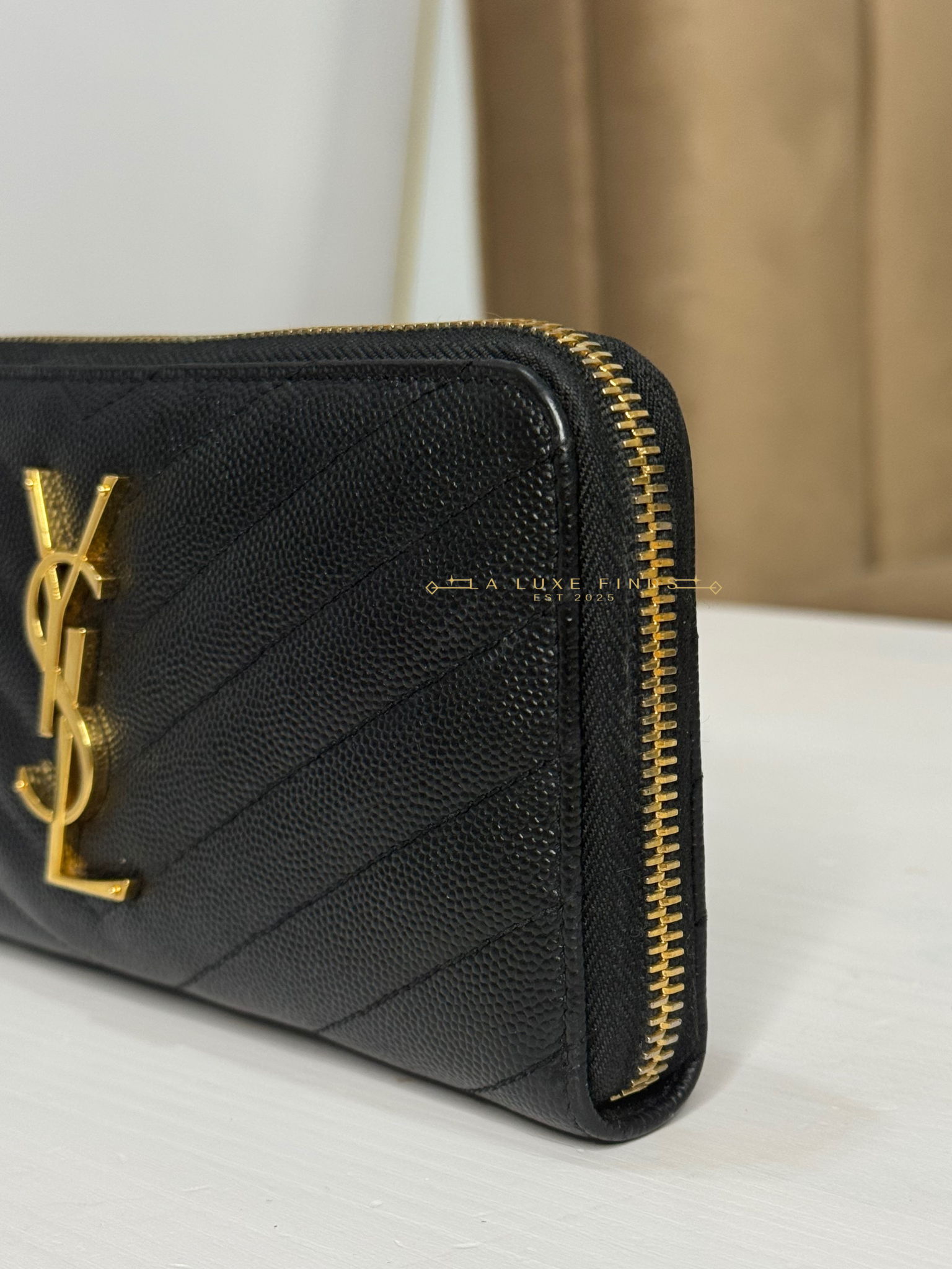 YSL Cassandre Matelasse Zip Around Long Wallet