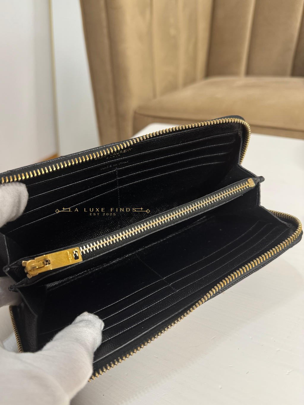 YSL Cassandre Matelasse Zip Around Long Wallet