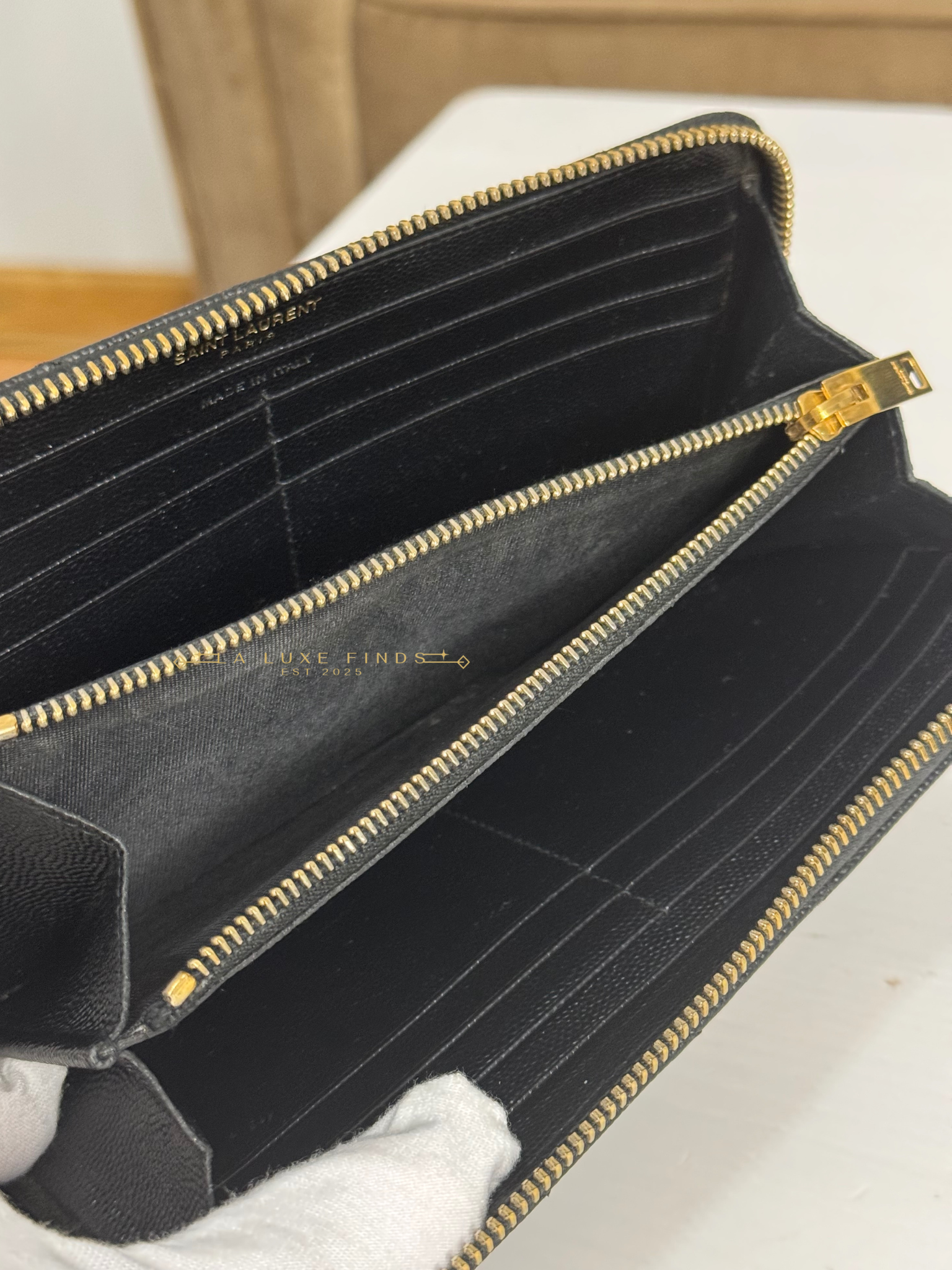 YSL Cassandre Matelasse Zip Around Long Wallet