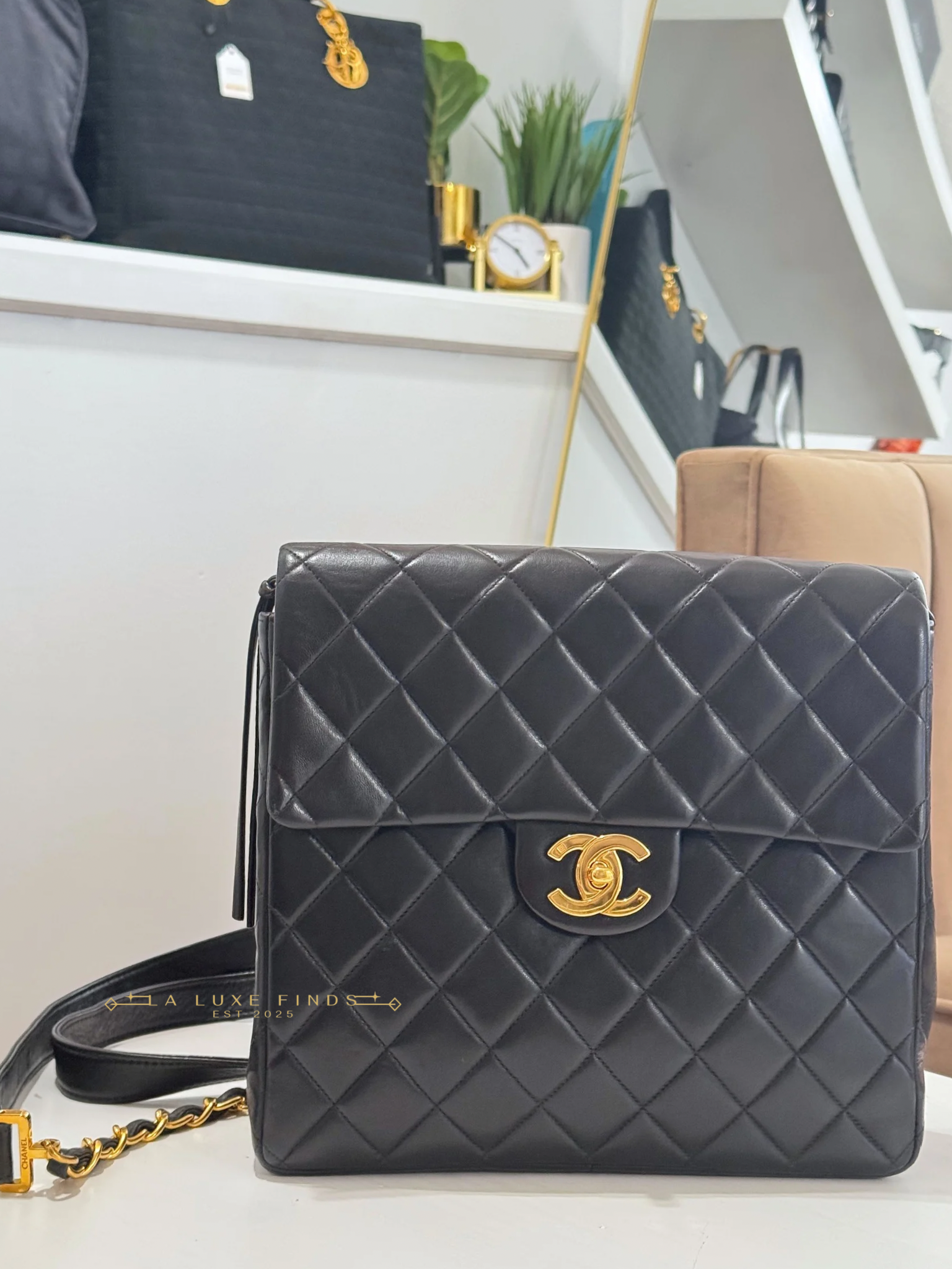 CHANEL Matelasse Lambskin Single Flap Backpack