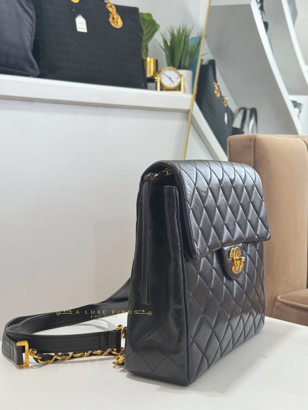 CHANEL Matelasse Lambskin Single Flap Backpack