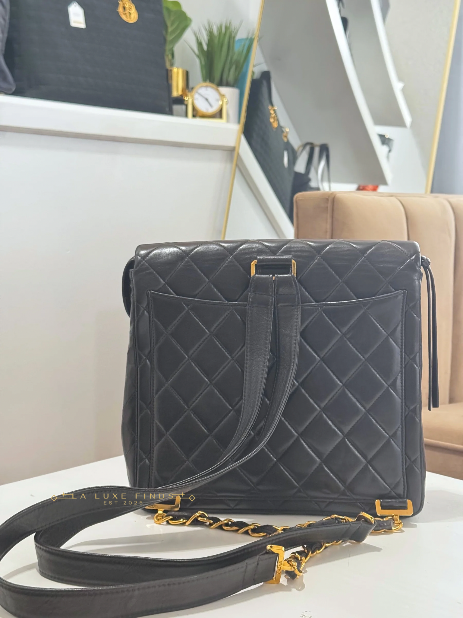 CHANEL Matelasse Lambskin Single Flap Backpack