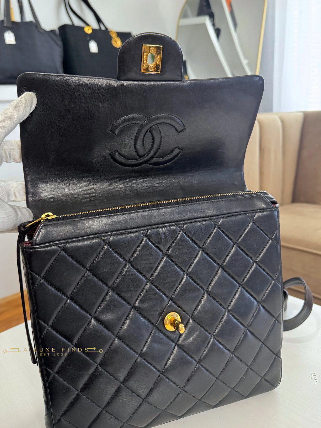 CHANEL Matelasse Lambskin Single Flap Backpack