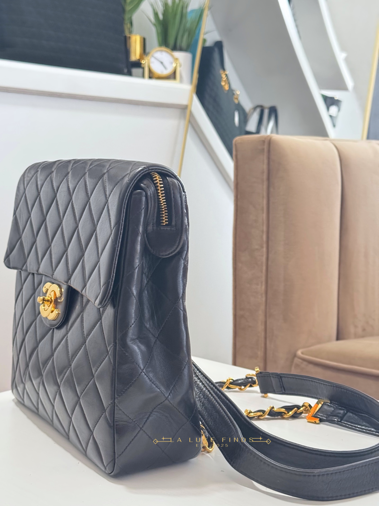 CHANEL Matelasse Lambskin Single Flap Backpack