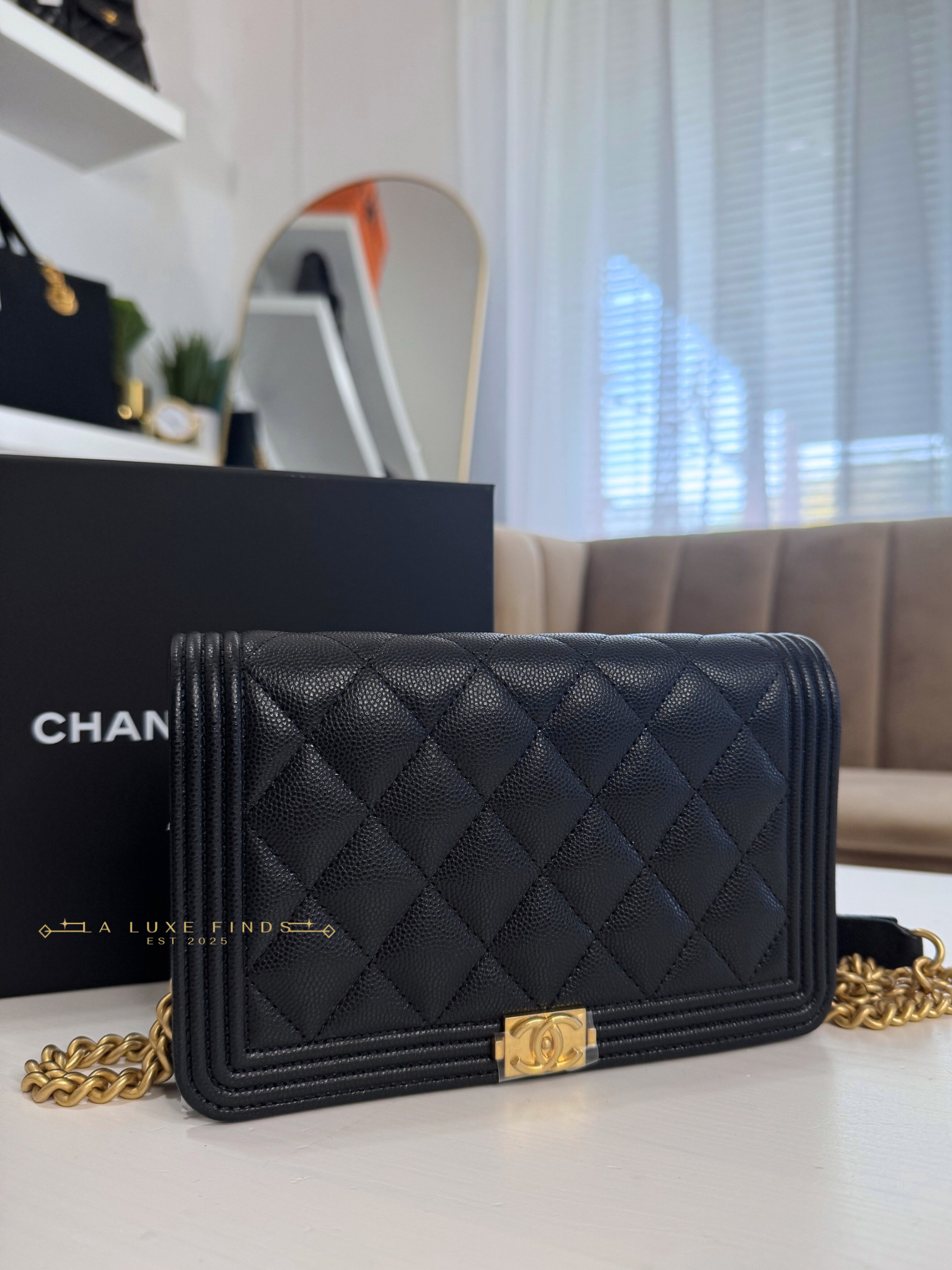 CHANEL Boy Caviar Wallet on Chain