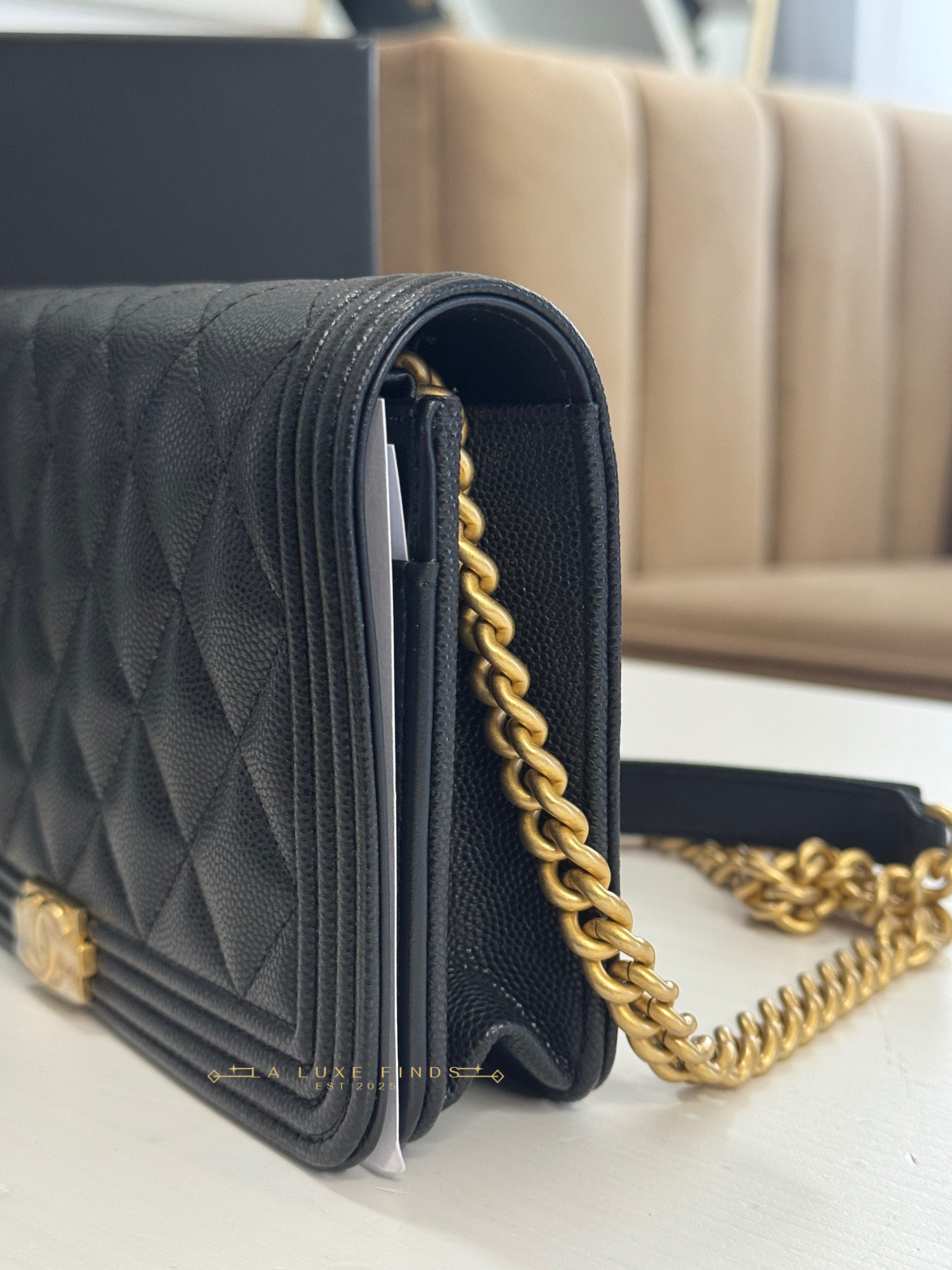 CHANEL Boy Caviar Wallet on Chain