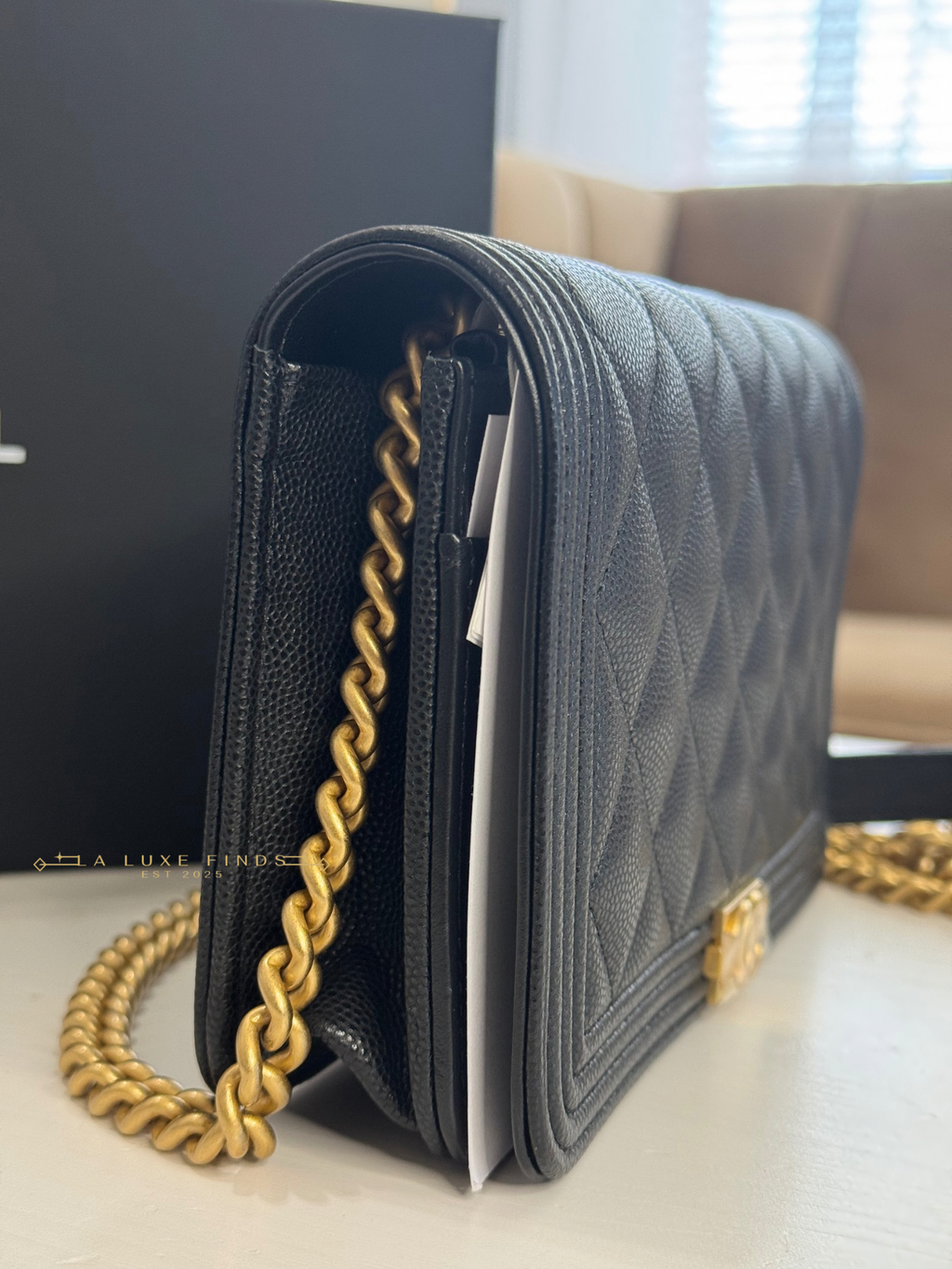 CHANEL Boy Caviar Wallet on Chain