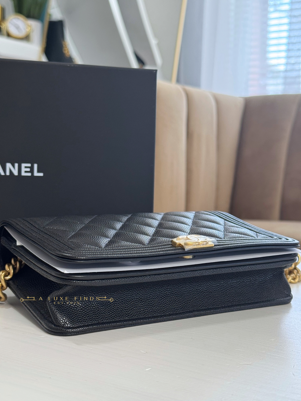 CHANEL Boy Caviar Wallet on Chain