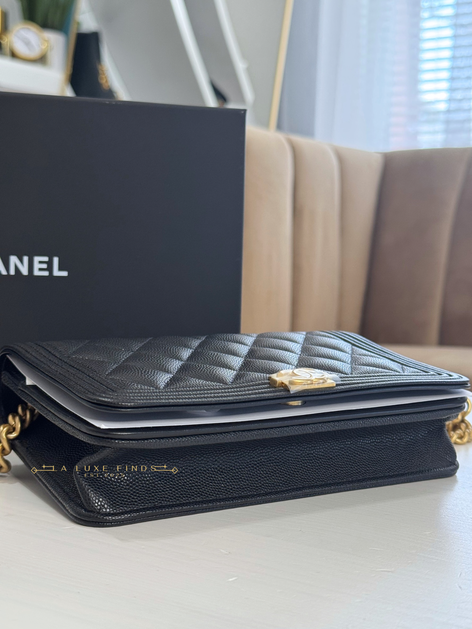 CHANEL Boy Caviar Wallet on Chain