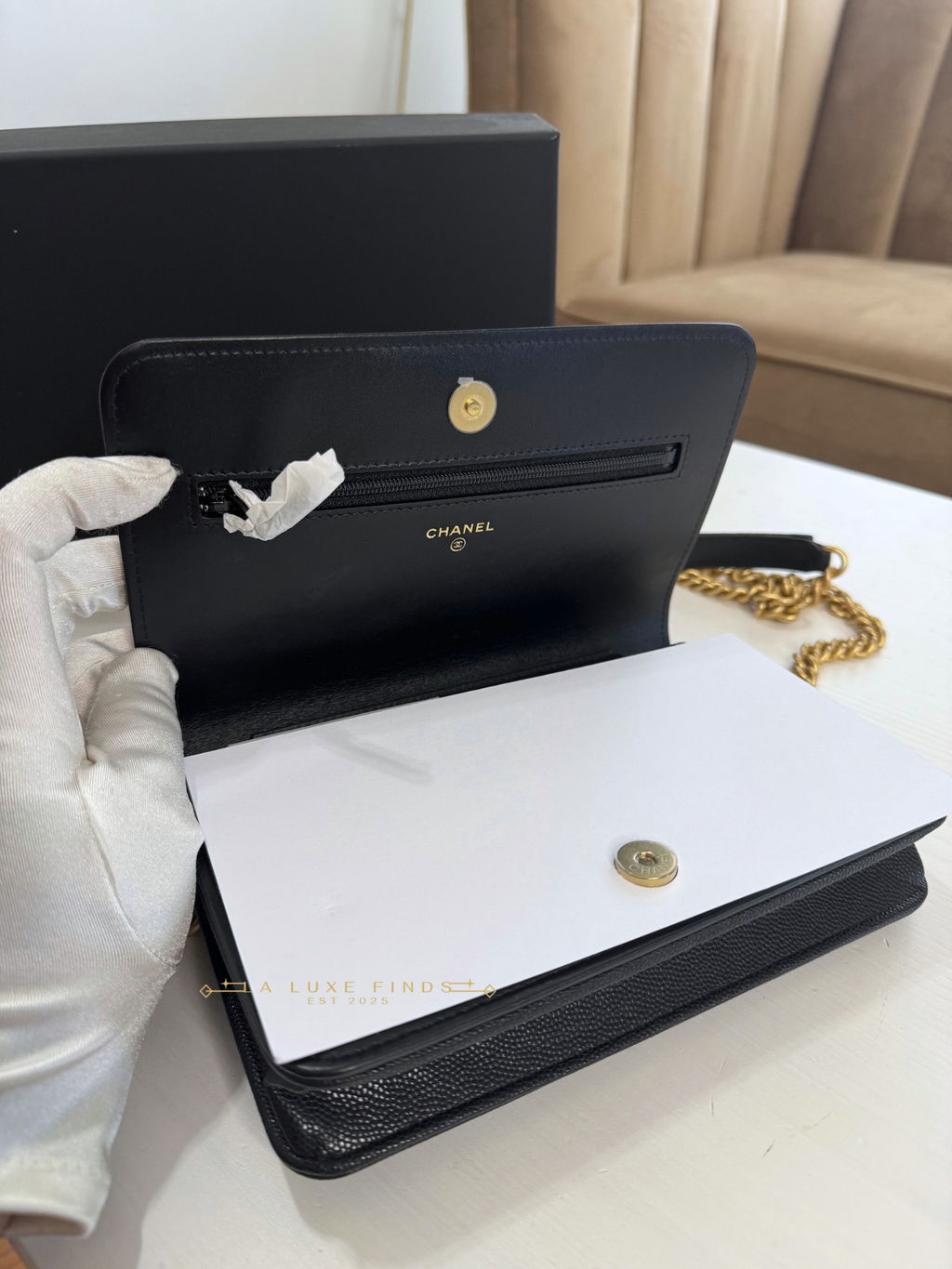 CHANEL Boy Caviar Wallet on Chain