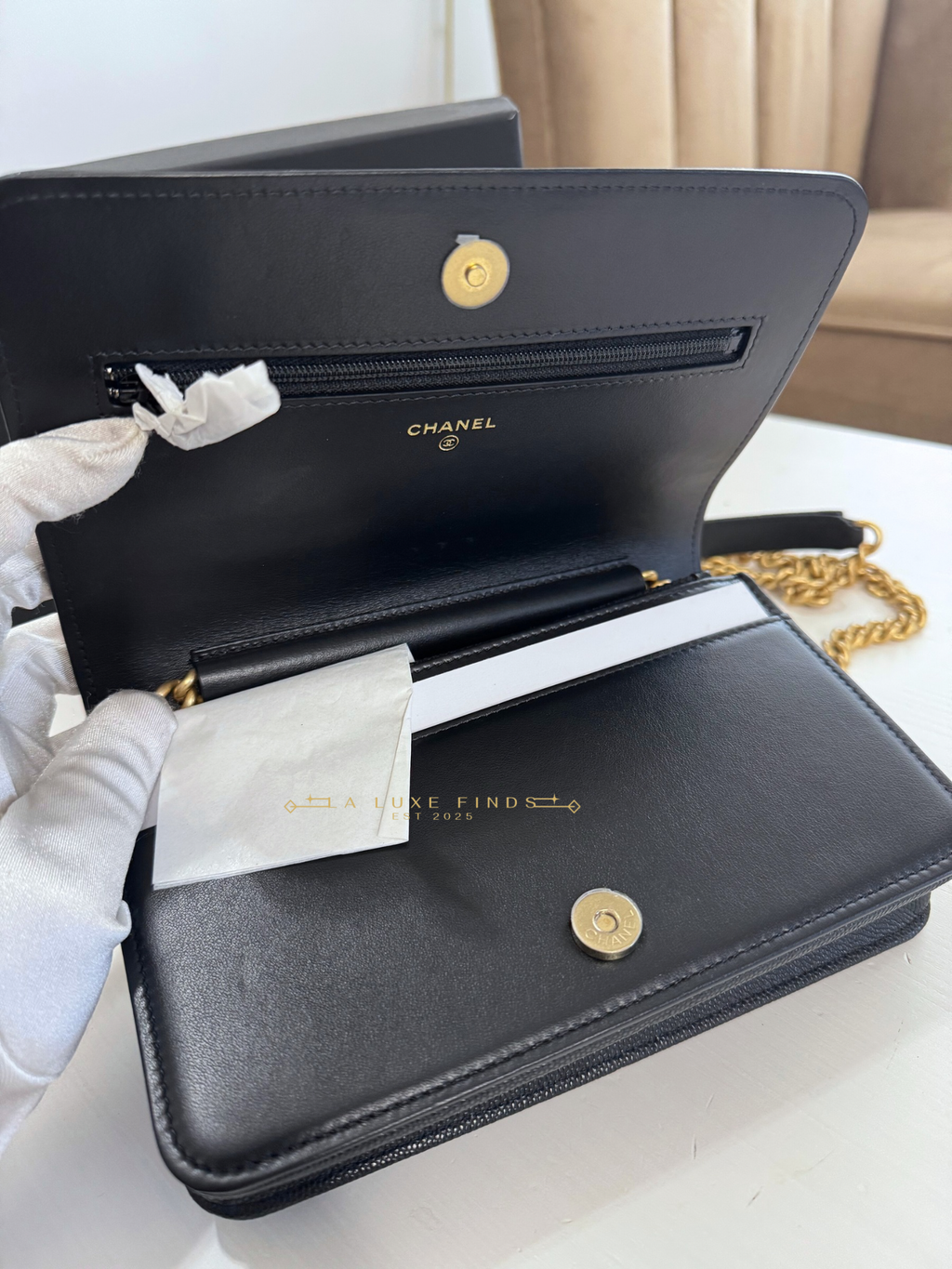 CHANEL Boy Caviar Wallet on Chain