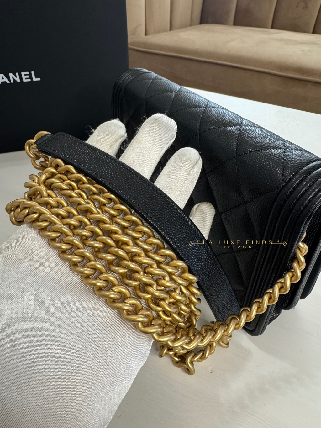 CHANEL Boy Caviar Wallet on Chain