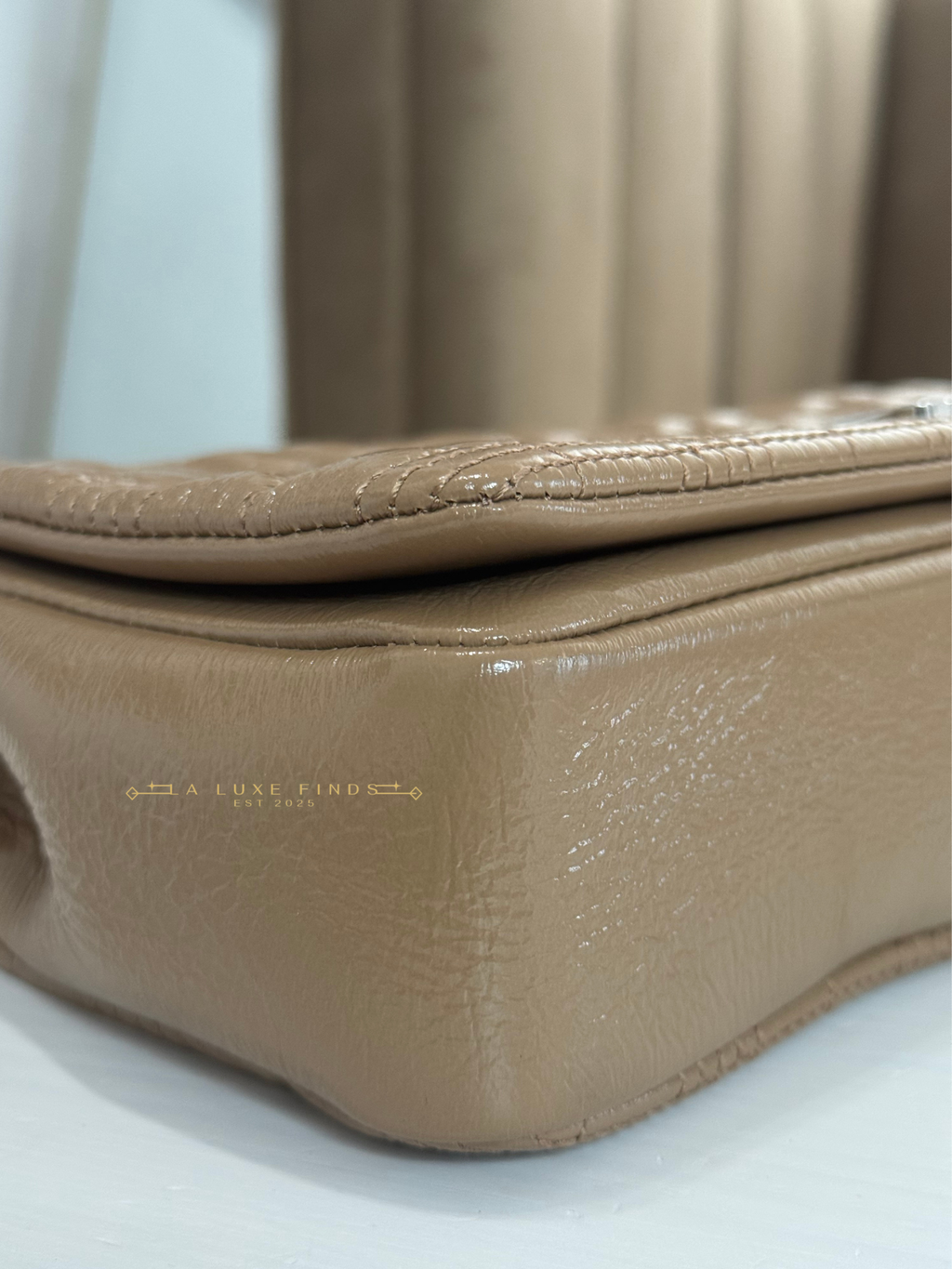 BURBERRY Small Lola Beige Quilted Leather with Resin Strap