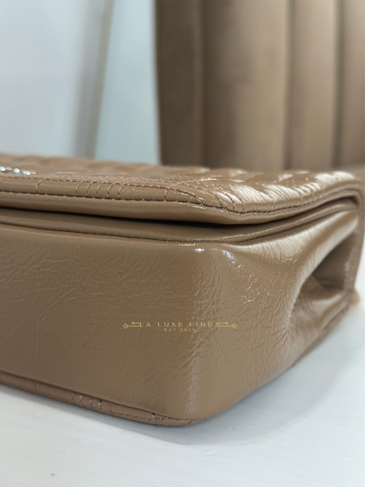 BURBERRY Small Lola Beige Quilted Leather with Resin Strap