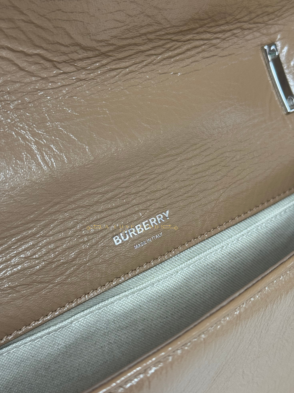BURBERRY Small Lola Beige Quilted Leather with Resin Strap