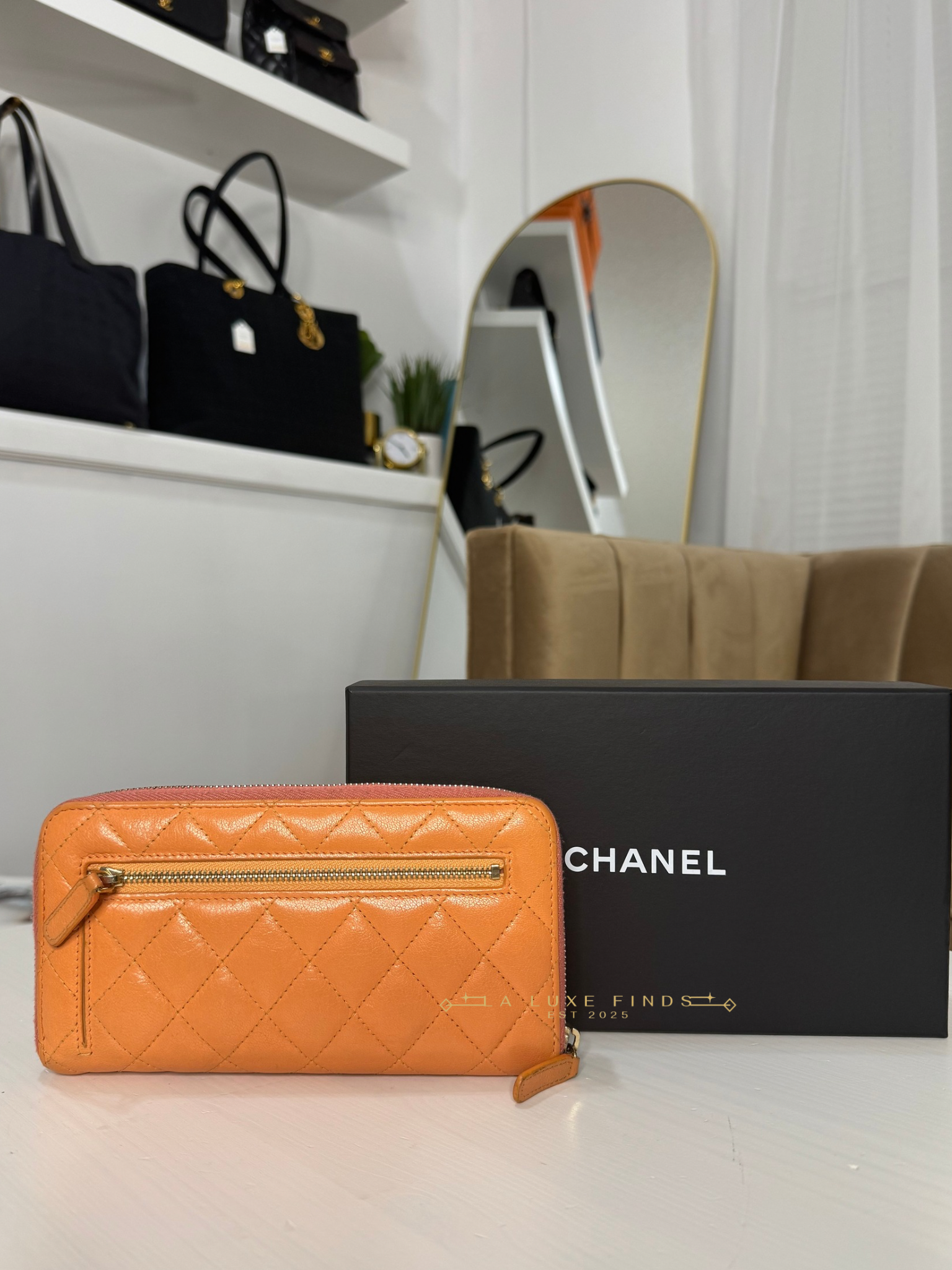 CHANEL Tricolor Lambskin Zip Around Wallet