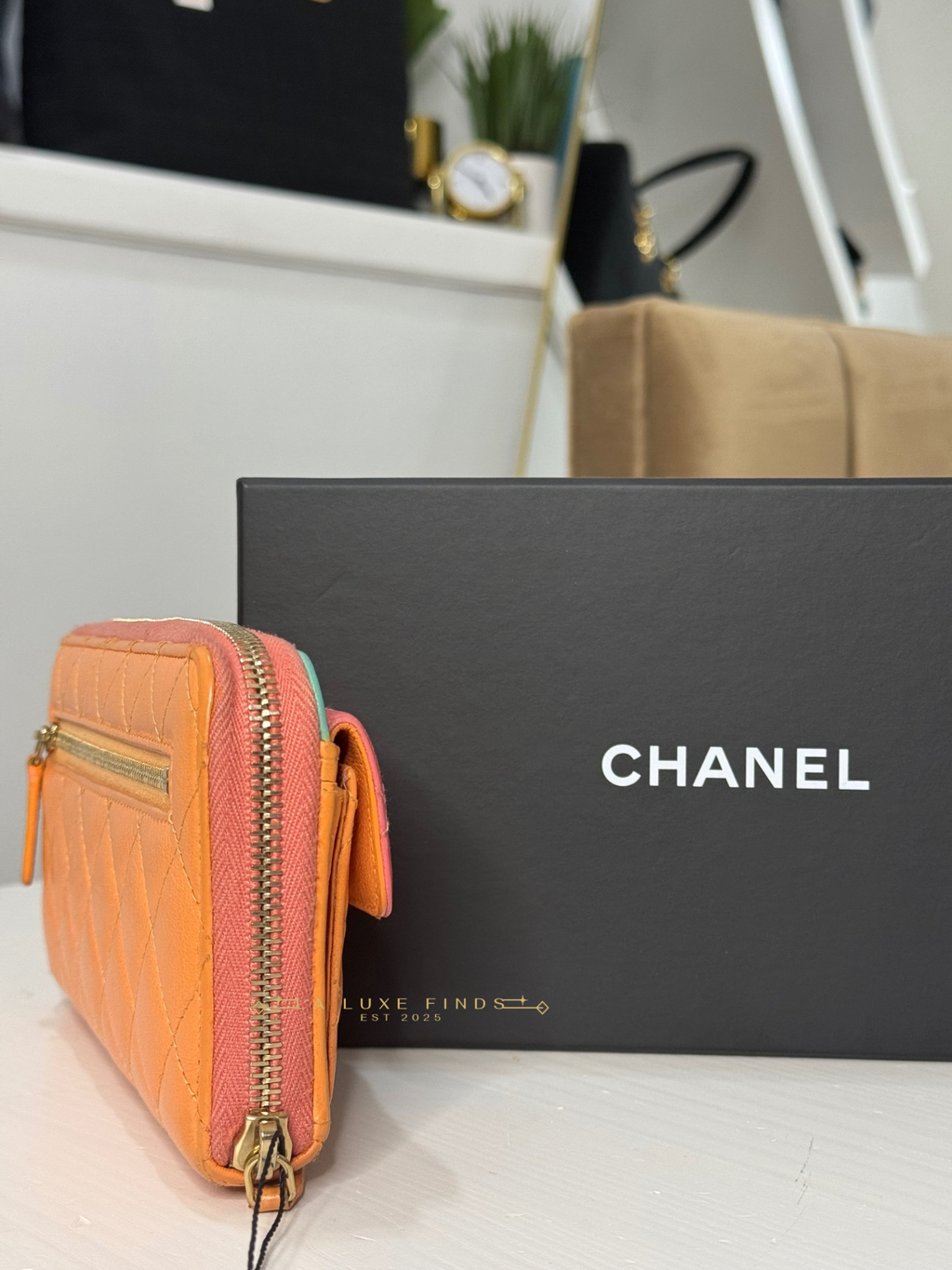 CHANEL Tricolor Lambskin Zip Around Wallet