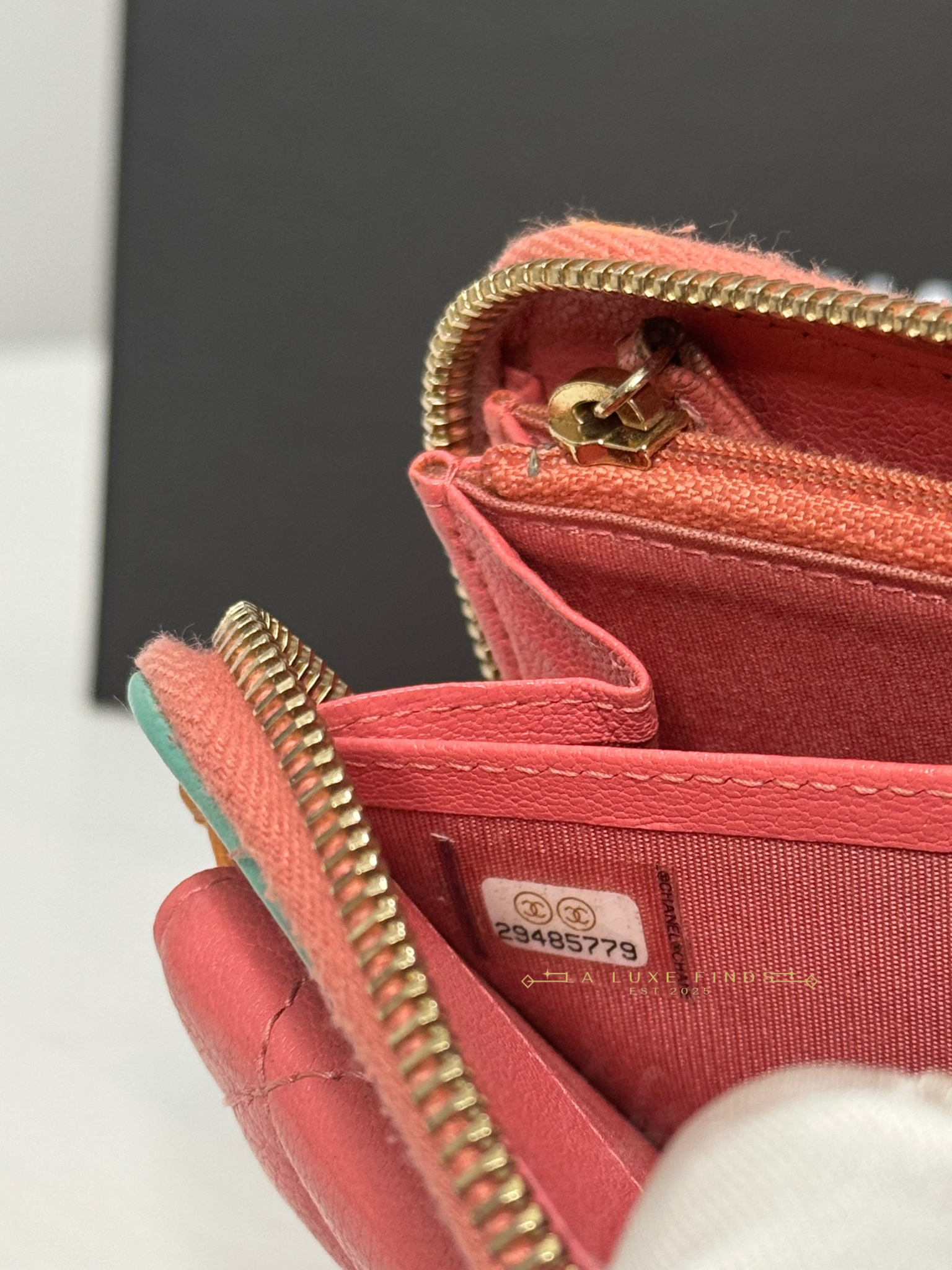 CHANEL Tricolor Lambskin Zip Around Wallet